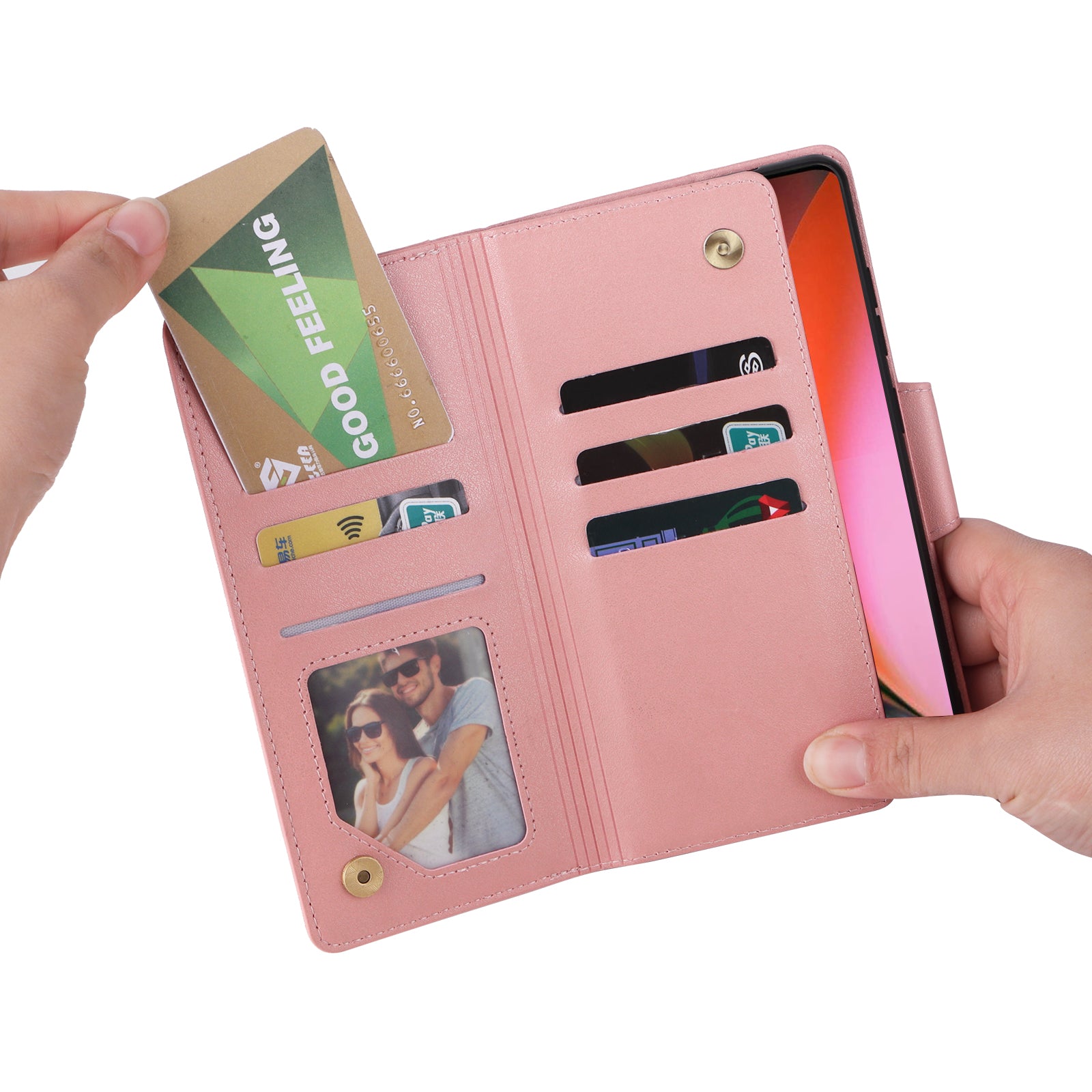 For OnePlus Nord 2 5G Case Rivet Decor Card Holder Wallet Full Protection Phone Cover