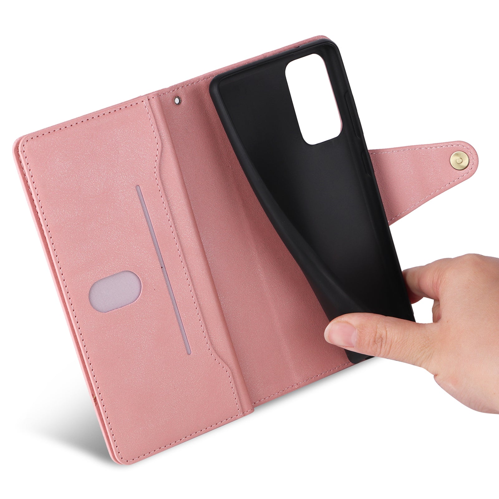 For OnePlus Nord 2 5G Case Rivet Decor Card Holder Wallet Full Protection Phone Cover