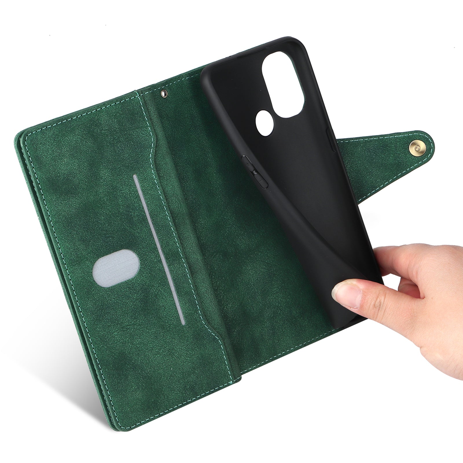 For OnePlus Nord N10 5G Cell Phone Case PU Leather Wallet Cover with Rivet Decor