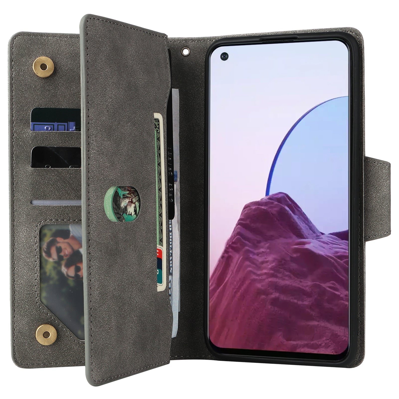 For OnePlus Nord N20 5G Case Rivet Decor PU Leather Stand Wallet Anti-fall Phone Cover
