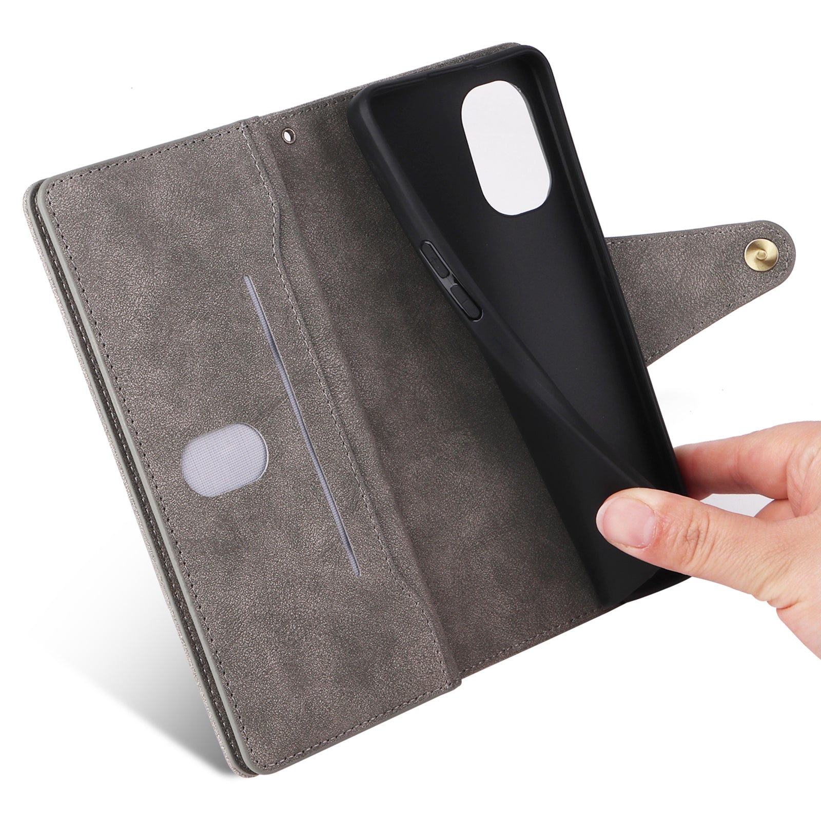 For OnePlus Nord N20 5G Case Rivet Decor PU Leather Stand Wallet Anti-fall Phone Cover