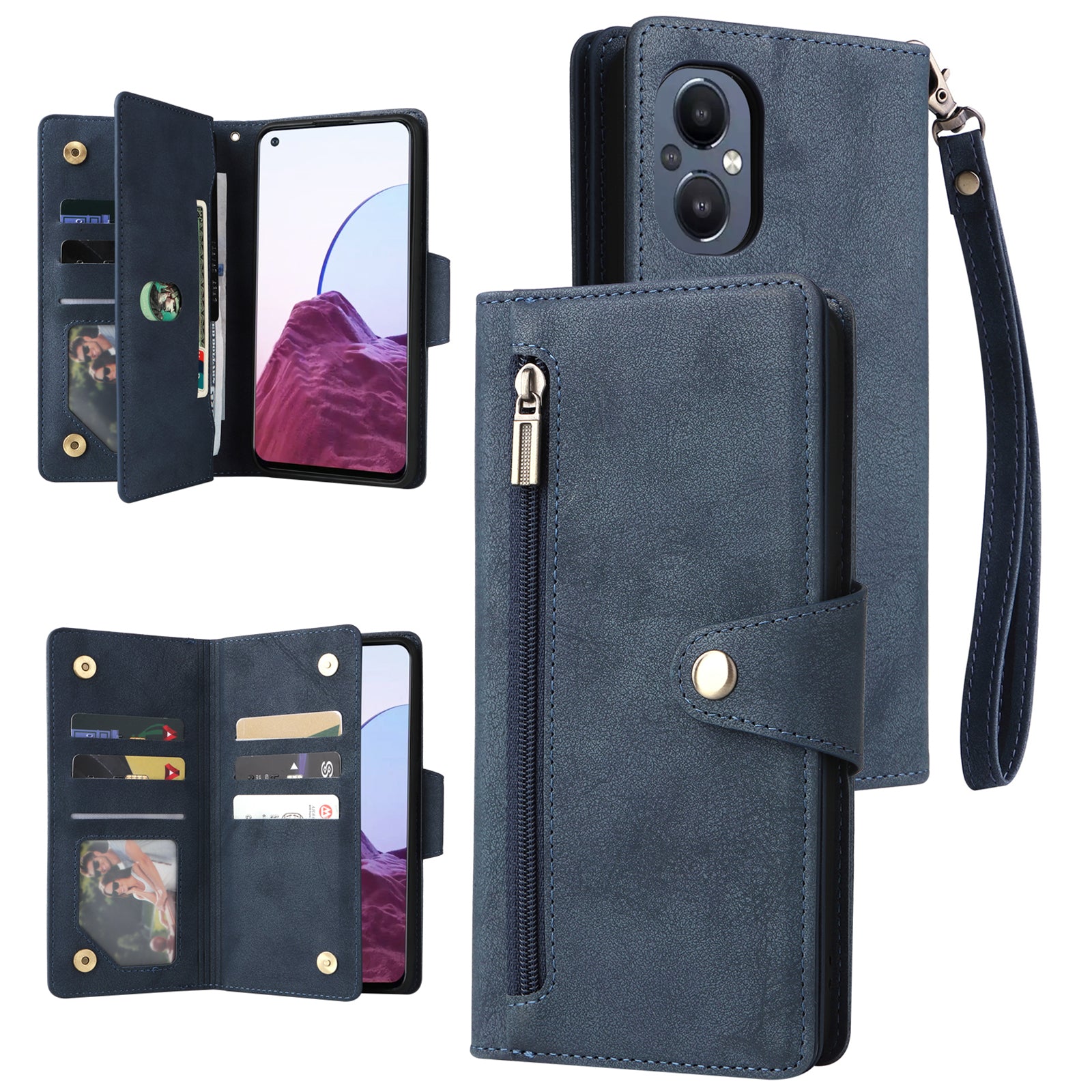 For OnePlus Nord N20 5G Case Rivet Decor PU Leather Stand Wallet Anti-fall Phone Cover
