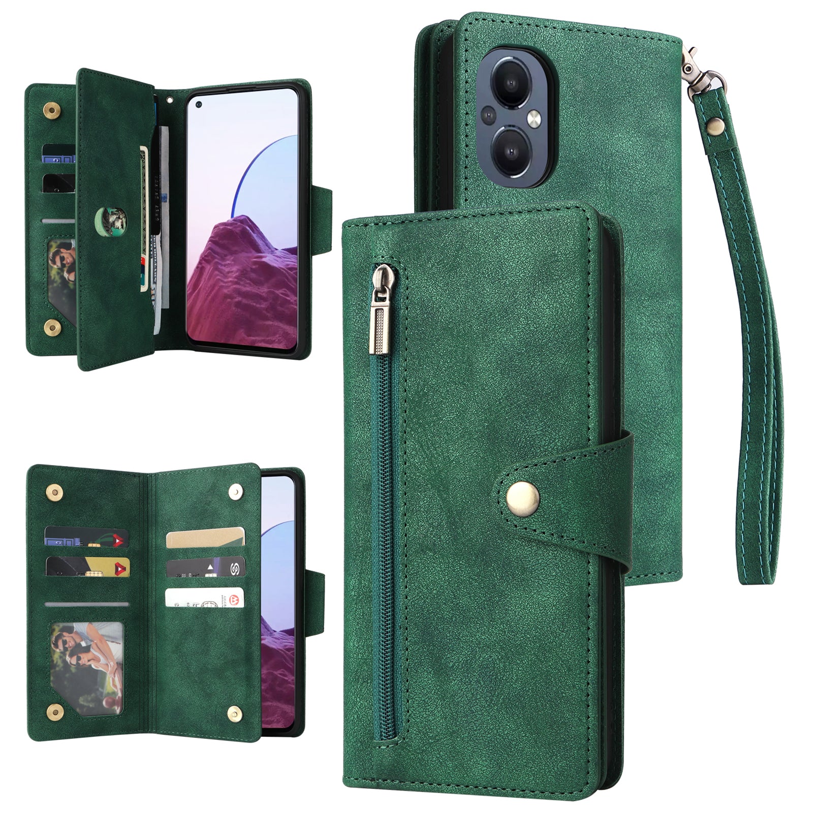 For OnePlus Nord N20 5G Case Rivet Decor PU Leather Stand Wallet Anti-fall Phone Cover