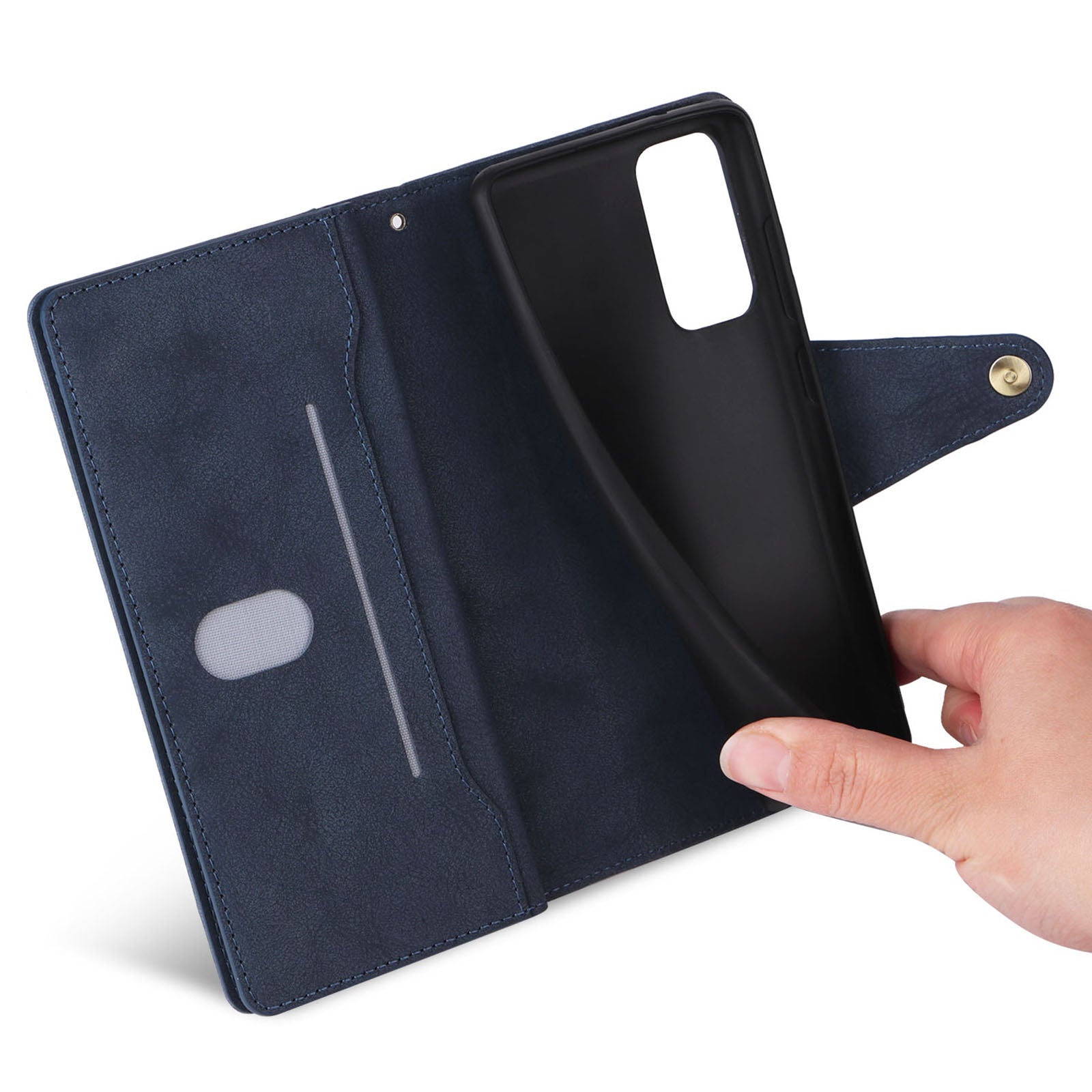 For OnePlus Nord N200 5G Wallet Case Rivet Decor PU Leather Phone Cover with Hand Strap