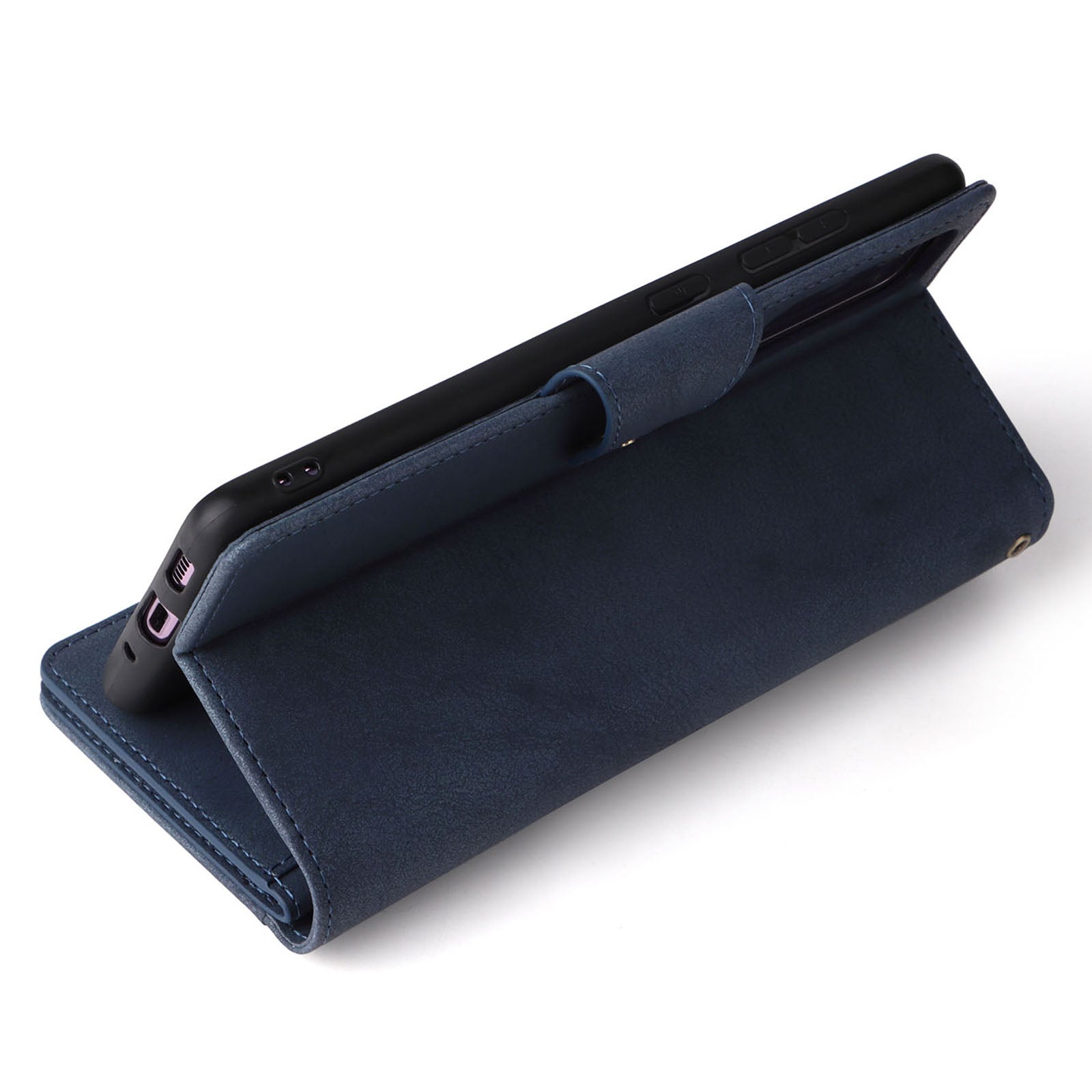 For OnePlus Nord N200 5G Wallet Case Rivet Decor PU Leather Phone Cover with Hand Strap