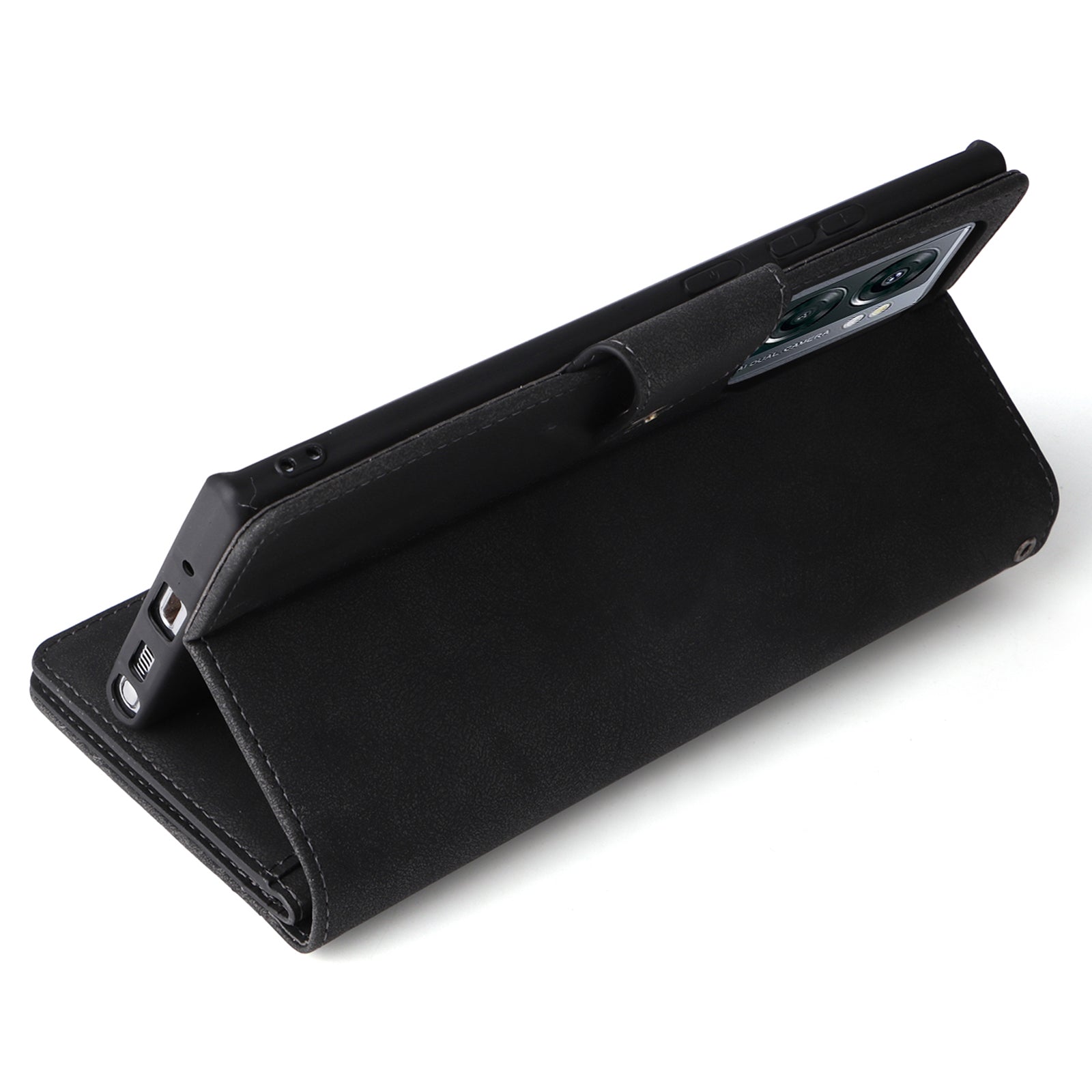 For OnePlus Nord N300 5G Case with Wrist Strap Rivet Decor PU Leather Phone Stand Cover