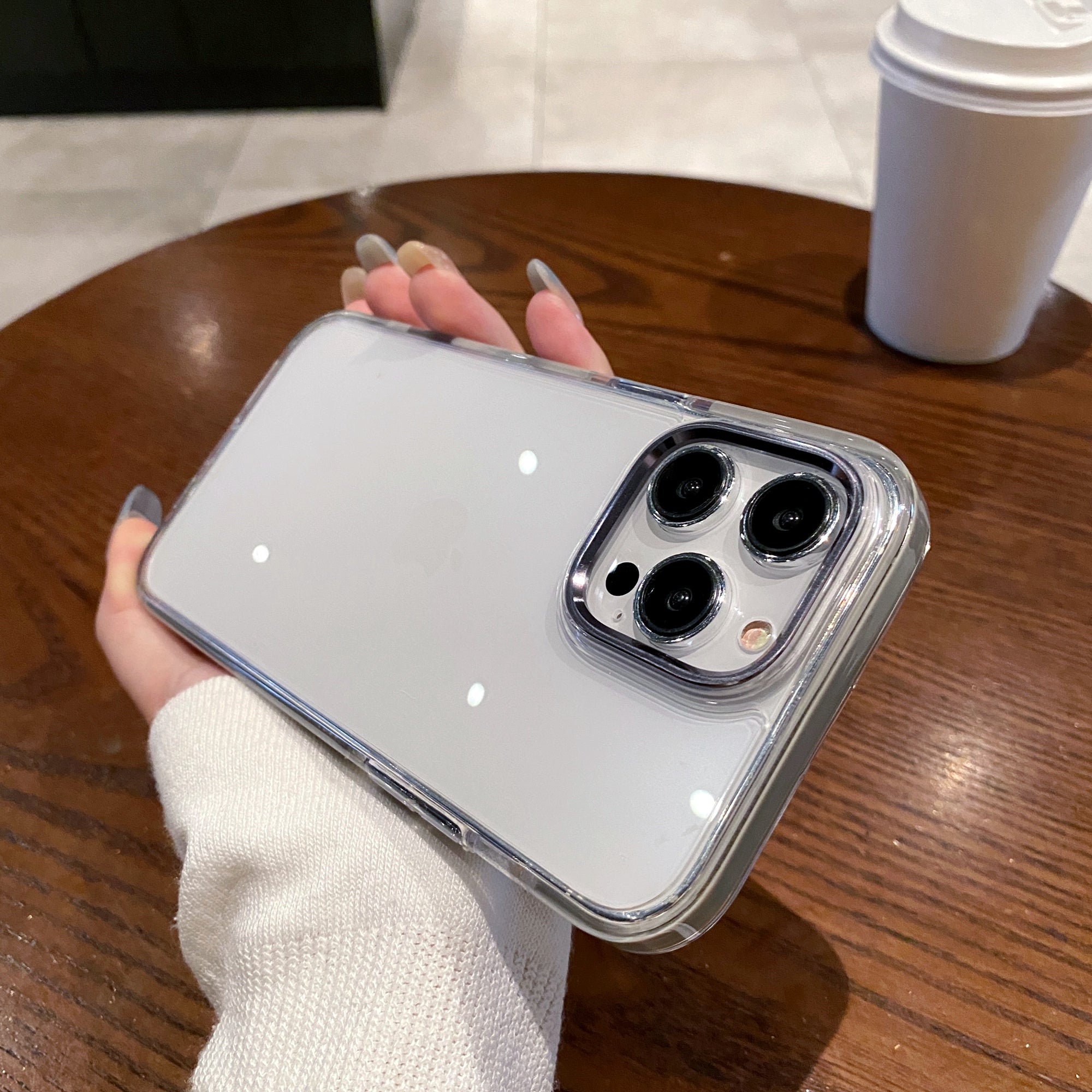 For iPhone 15 Pro Max Case PC+TPU Clear Anti-drop Phone Cover with Metal Camera Frame