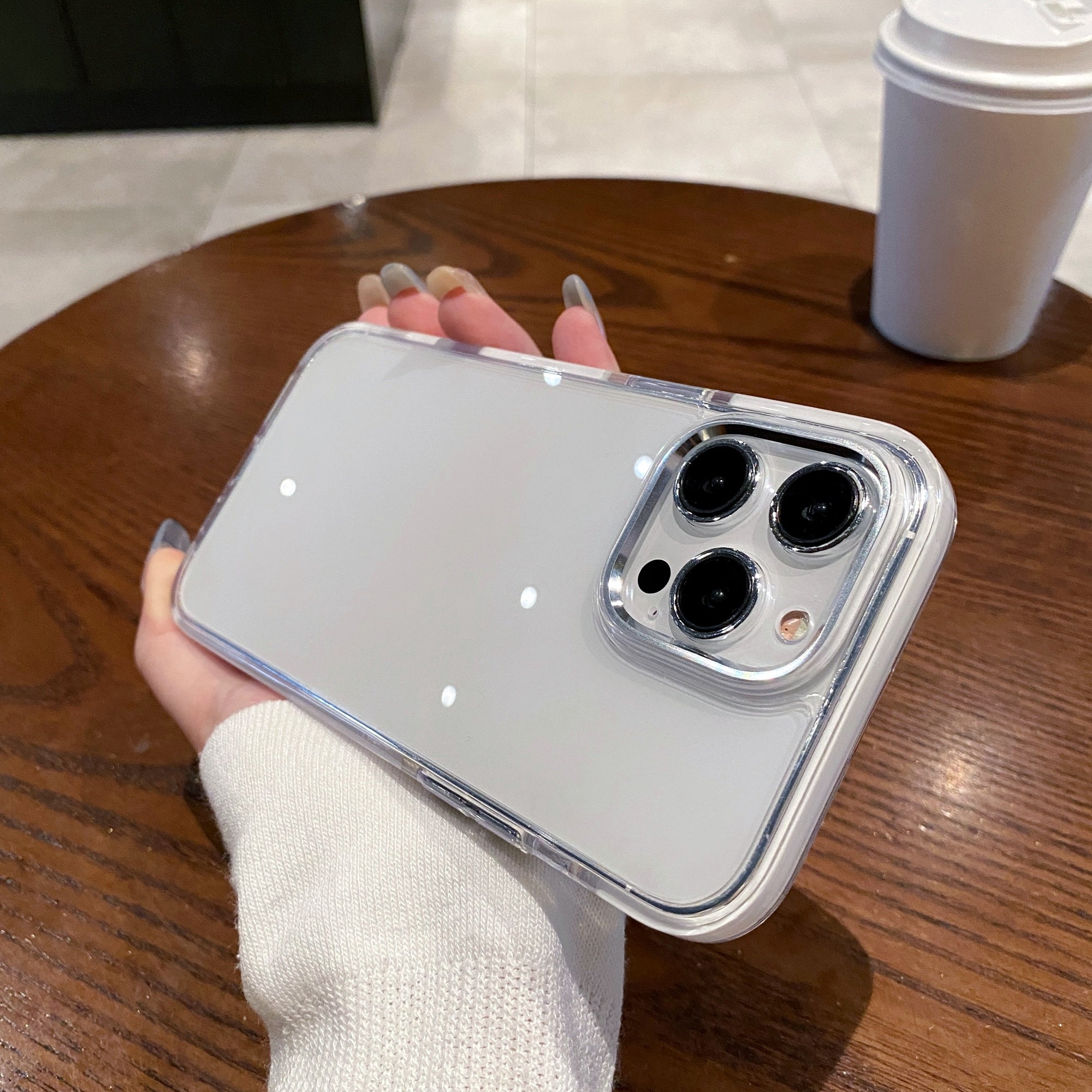 For iPhone 15 Pro Max Case PC+TPU Clear Anti-drop Phone Cover with Metal Camera Frame