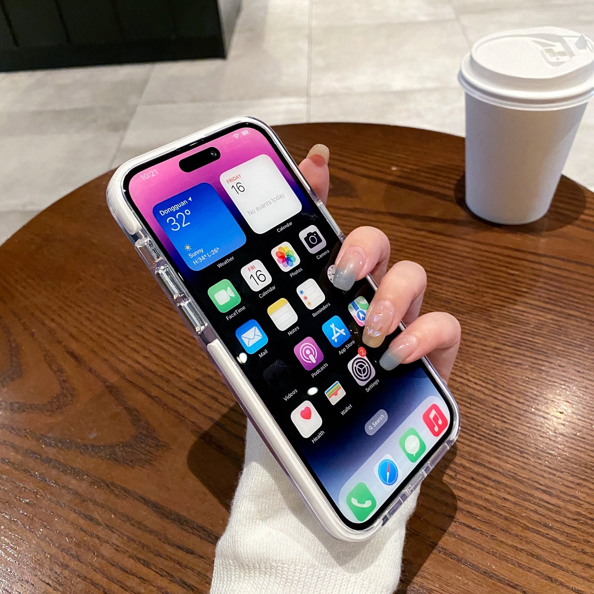 For iPhone 14 Pro Max Case Stylish PC+TPU Clear Back Anti-drop Phone Cover