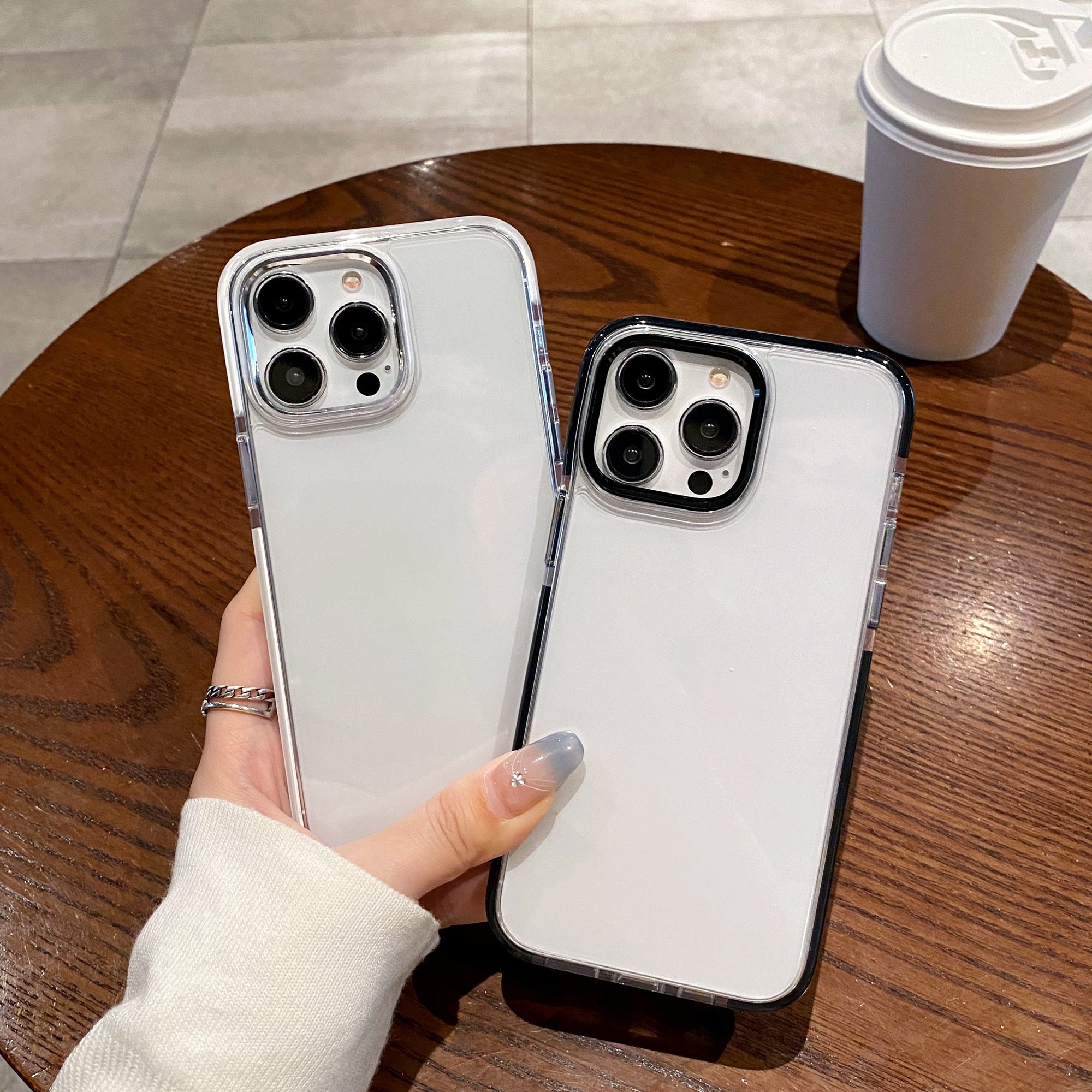 For iPhone 14 Pro Max Case Stylish PC+TPU Clear Back Anti-drop Phone Cover