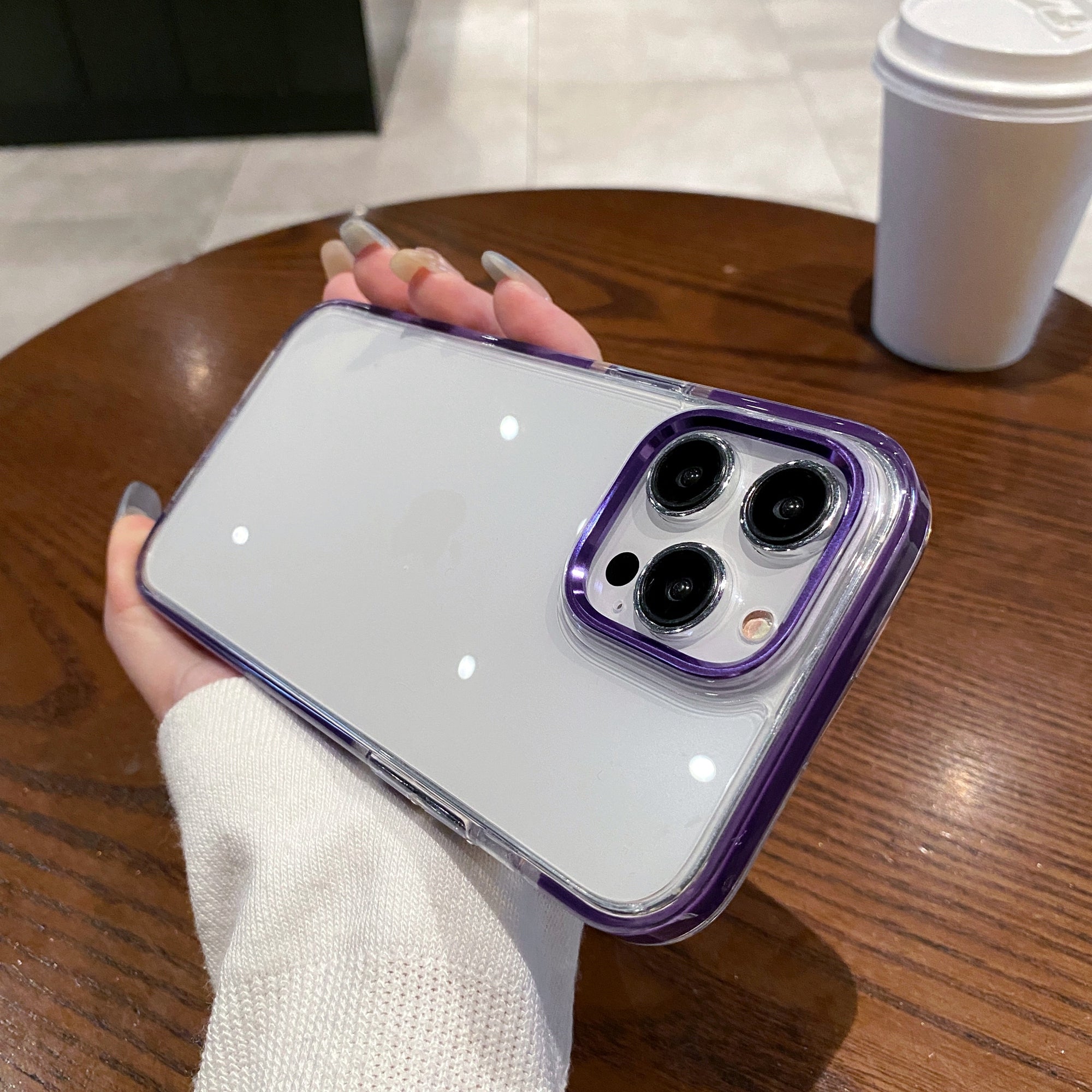 For iPhone 13 Pro Case Metal Camera Frame PC+TPU Clear Phone Cover
