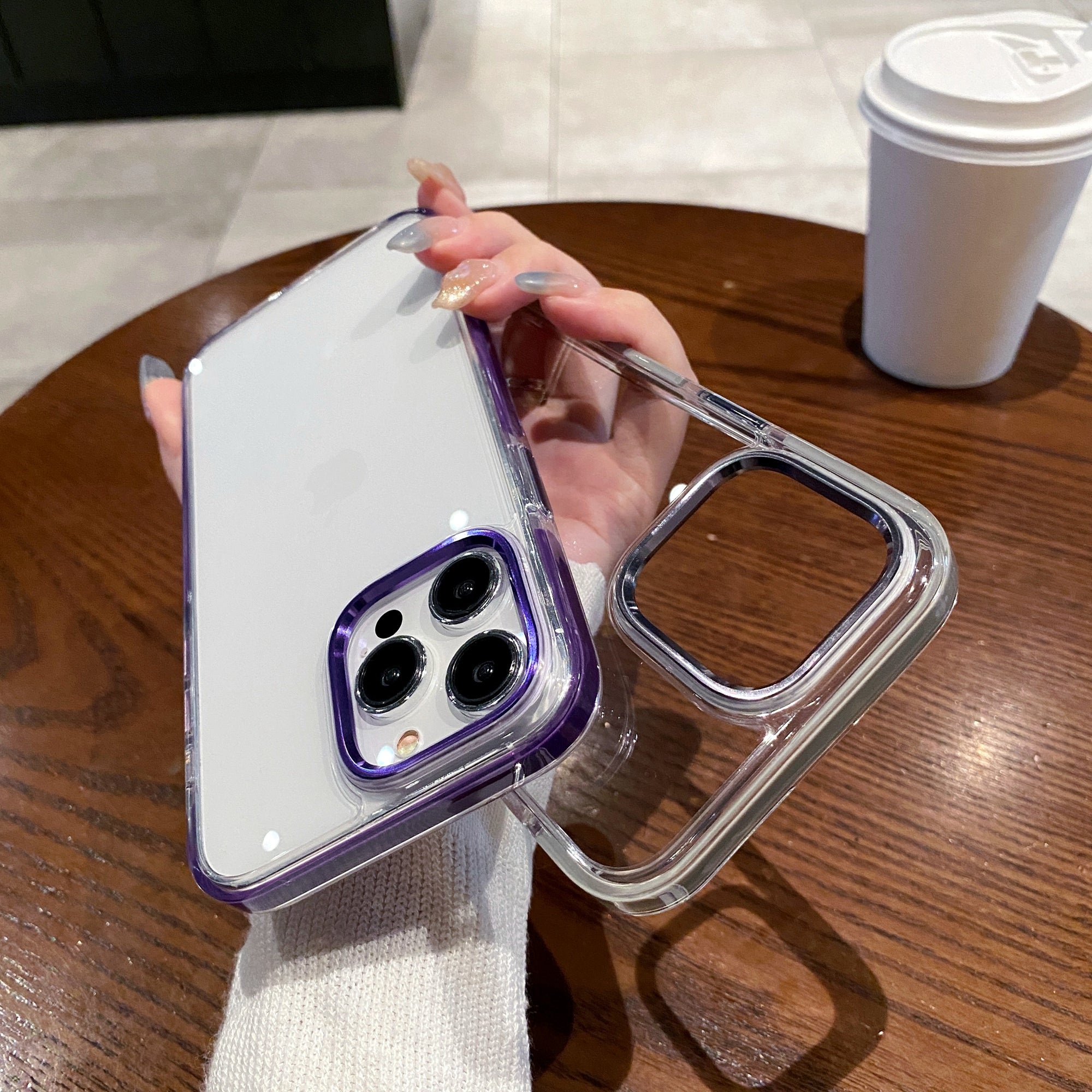 For iPhone 13 Pro Case Metal Camera Frame PC+TPU Clear Phone Cover