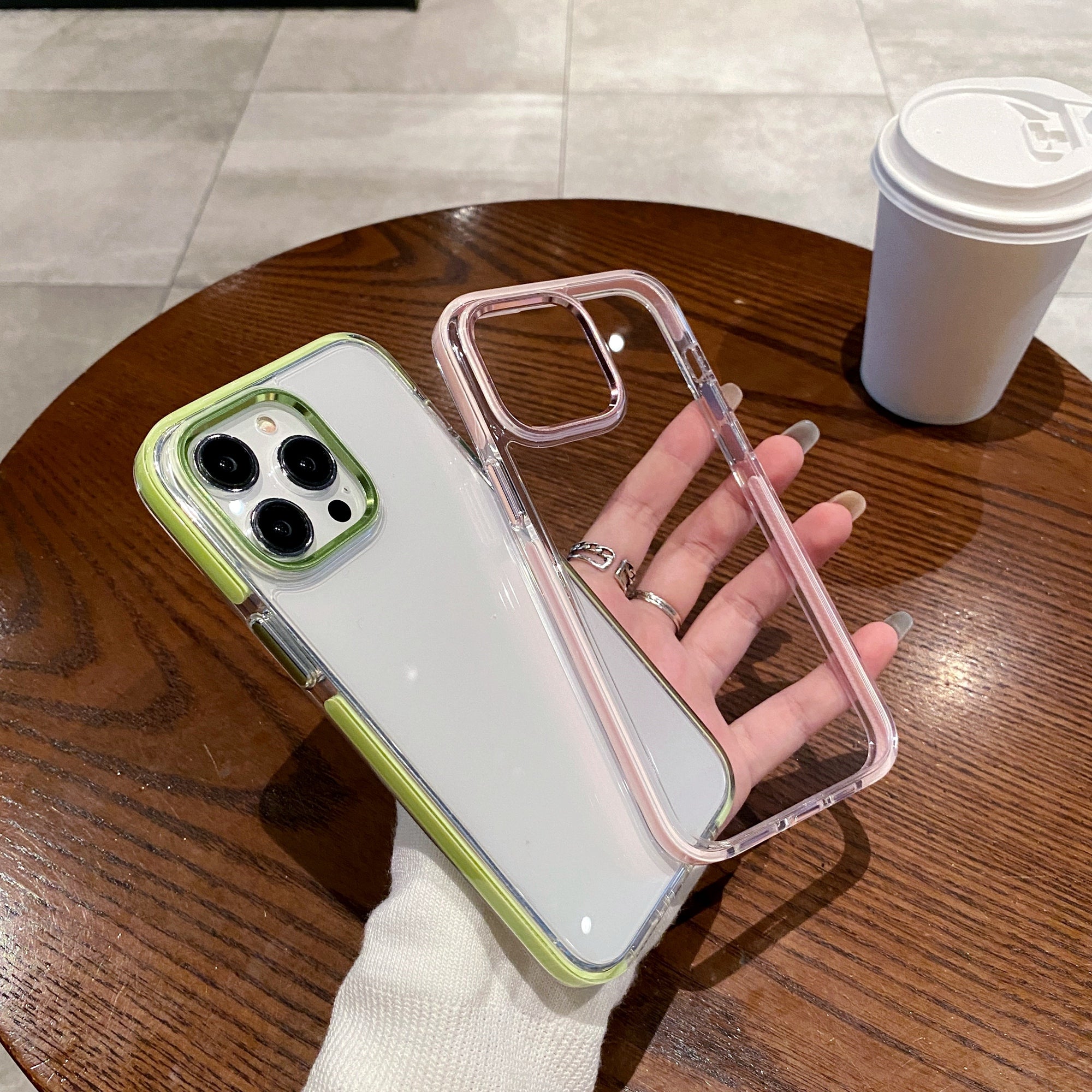 For iPhone 13 Pro Case Metal Camera Frame PC+TPU Clear Phone Cover