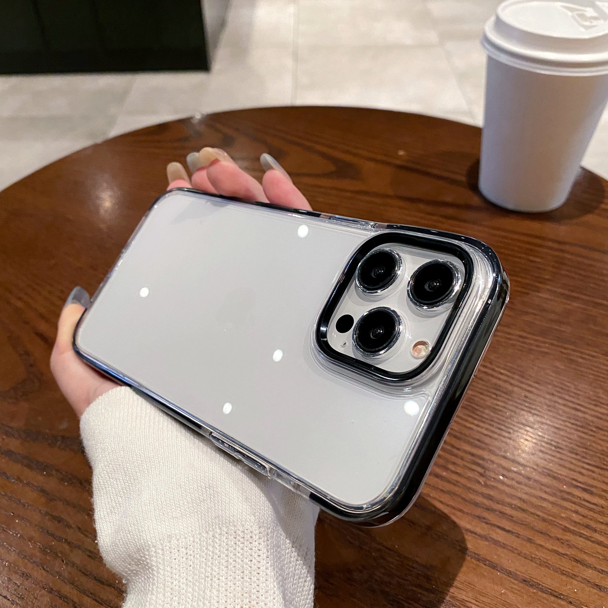 For iPhone 13 Pro Case Metal Camera Frame PC+TPU Clear Phone Cover