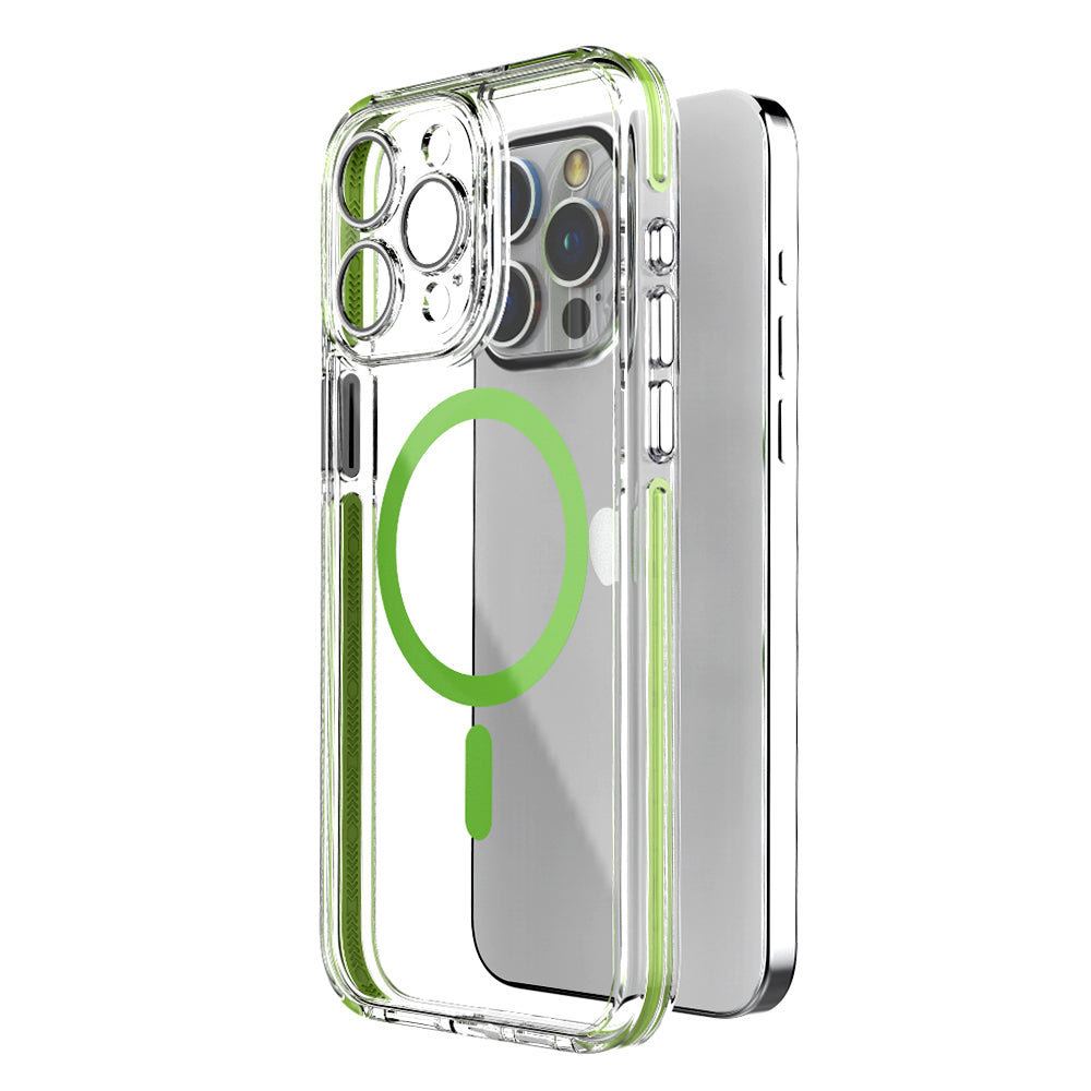 For iPhone 13 Pro Max 6.7 inch Clear Case Compatible with MagSafe TPU+PC Phone Cover with Tempered Glass Film
