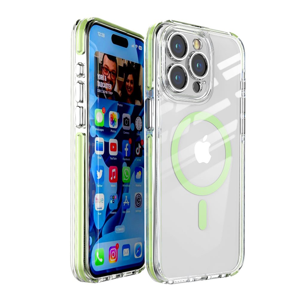 For iPhone 13 Pro Max 6.7 inch Clear Case Compatible with MagSafe TPU+PC Phone Cover with Tempered Glass Film