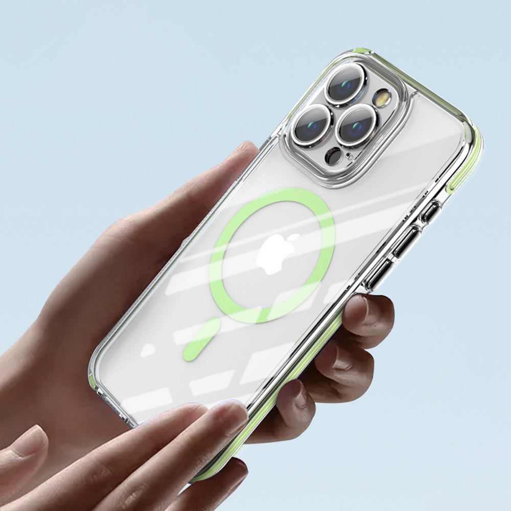 For iPhone 13 Pro Max 6.7 inch Clear Case Compatible with MagSafe TPU+PC Phone Cover with Tempered Glass Film