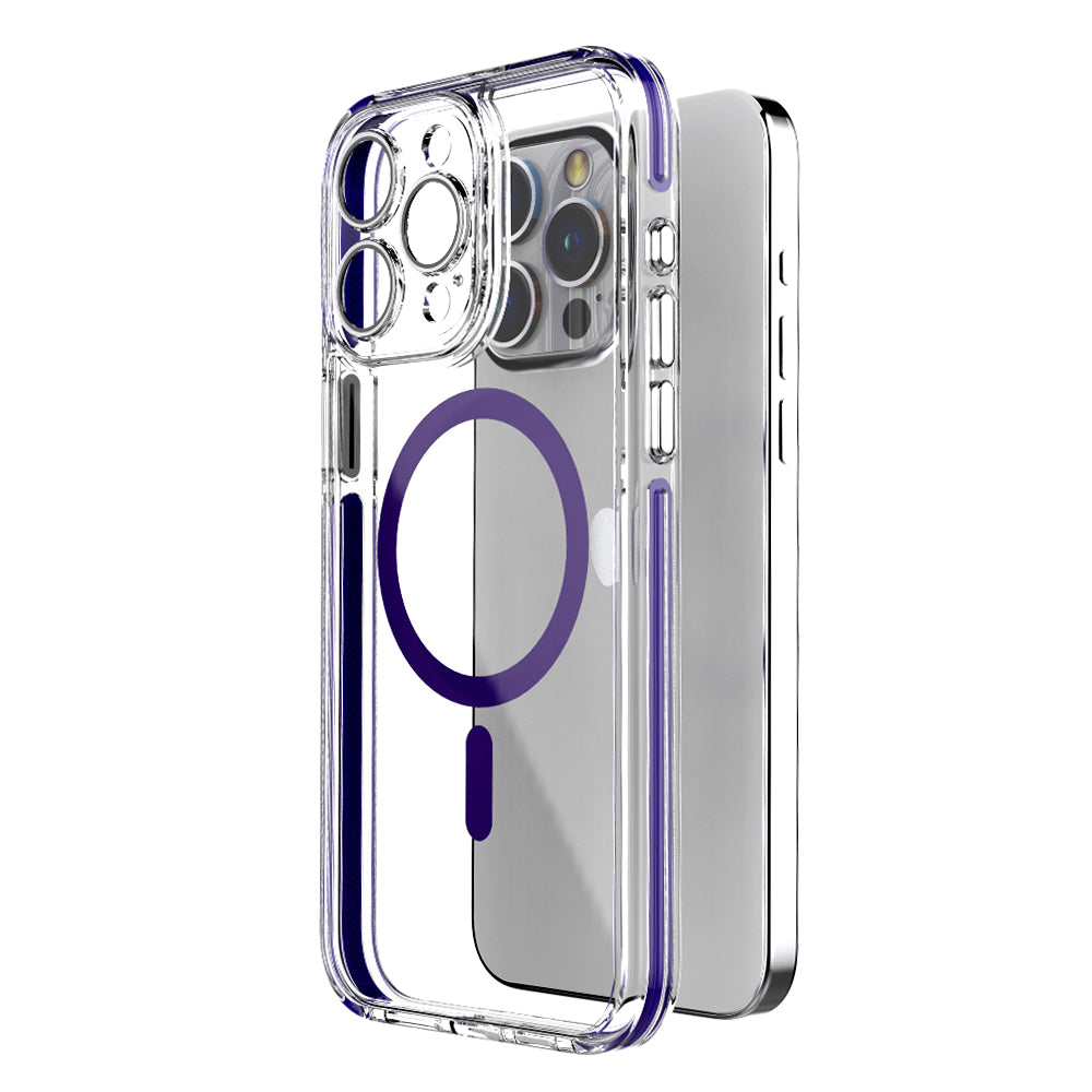 For iPhone 13 Pro Max 6.7 inch Clear Case Compatible with MagSafe TPU+PC Phone Cover with Tempered Glass Film