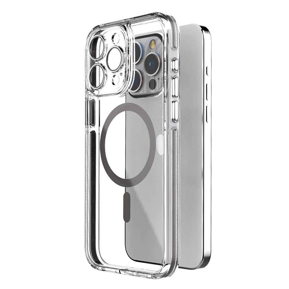 For iPhone 13 Pro Max 6.7 inch Clear Case Compatible with MagSafe TPU+PC Phone Cover with Tempered Glass Film