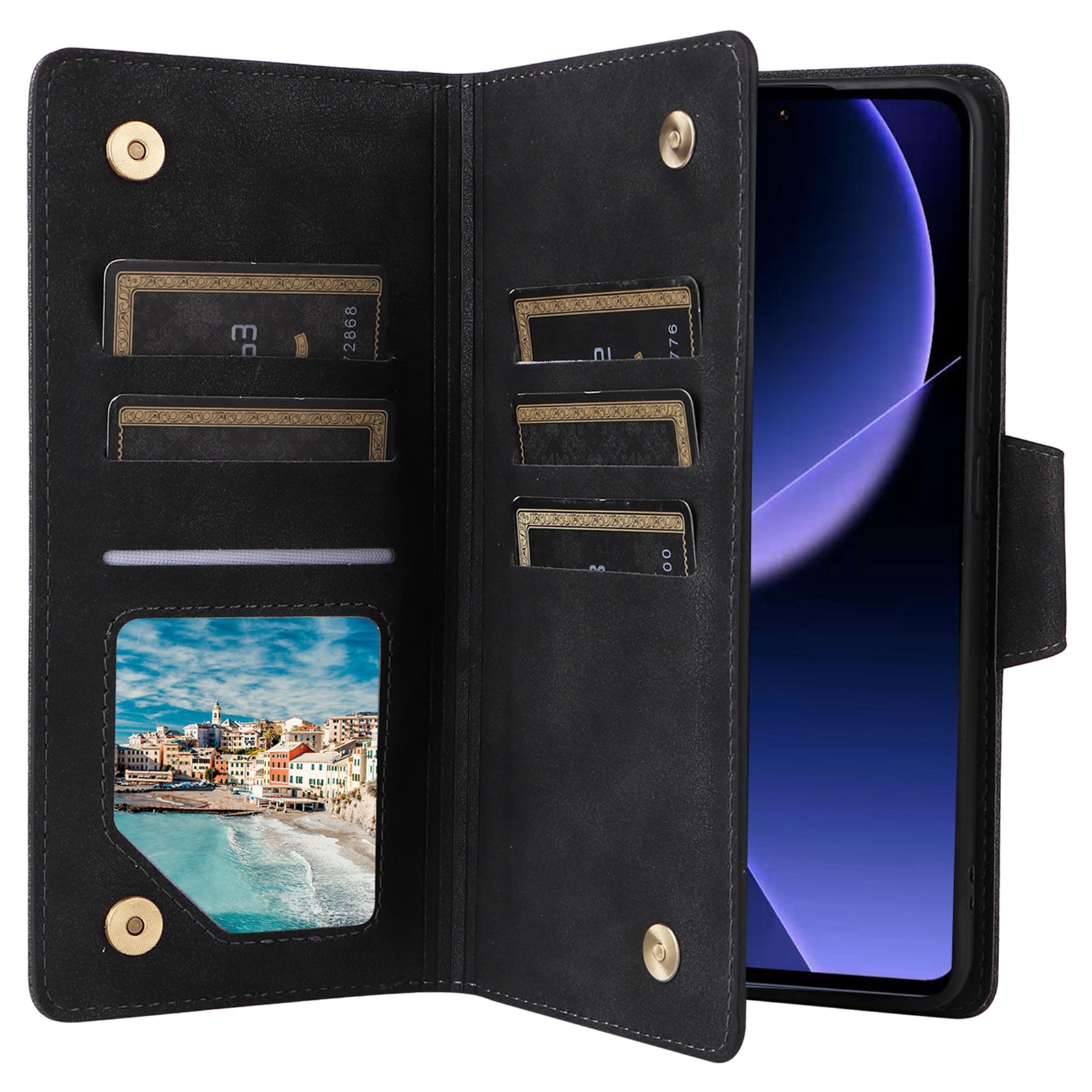 For Xiaomi Redmi K60 Ultra / 13T / 13T Pro Magnetic Case Rivet Decor PU Leather Zipper Wallet Cover