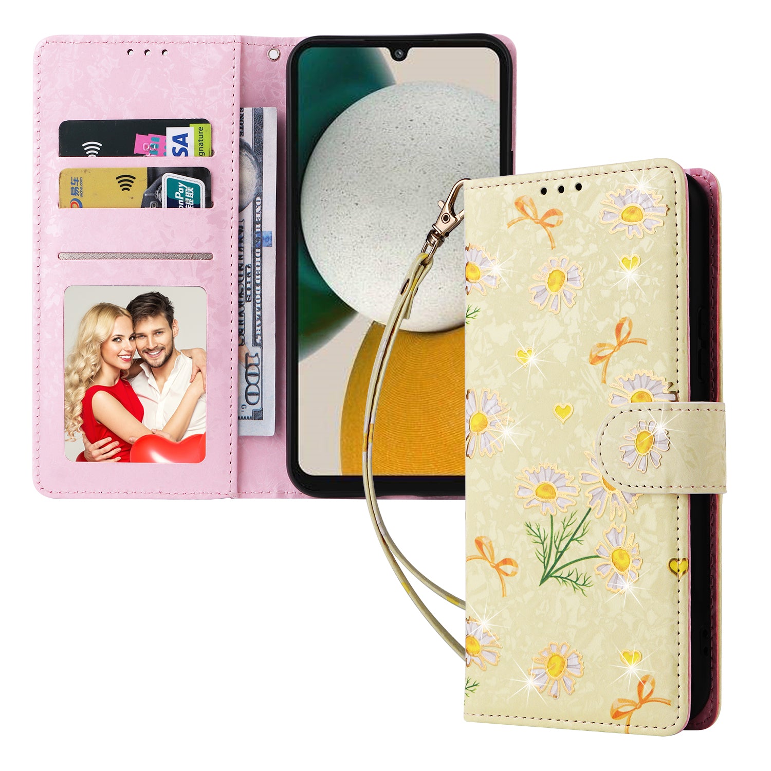 For Samsung Galaxy A34 5G Phone Case RFID Blocking Lacquered Design Flip Stand Cover