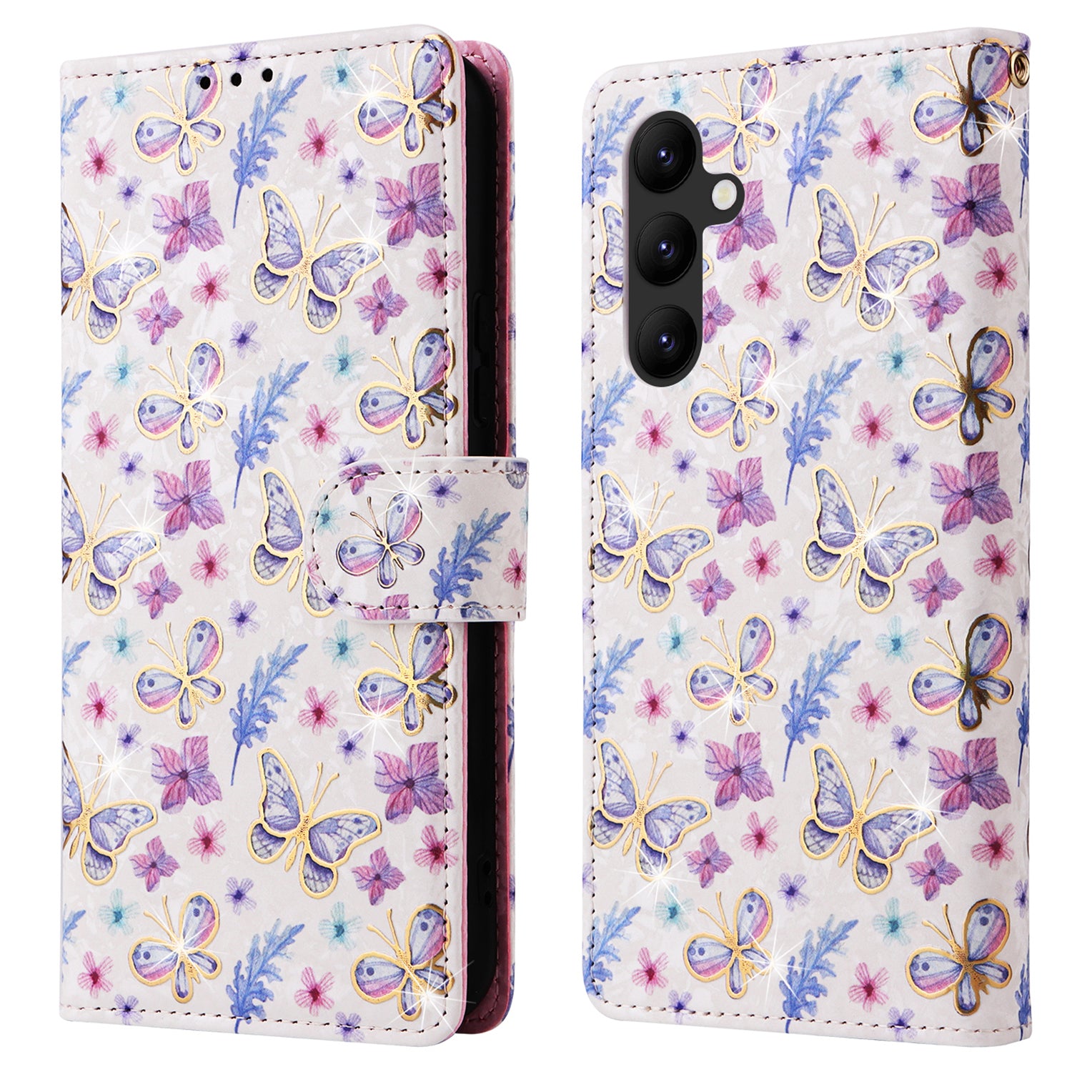 For Samsung Galaxy A34 5G Phone Case RFID Blocking Lacquered Design Flip Stand Cover