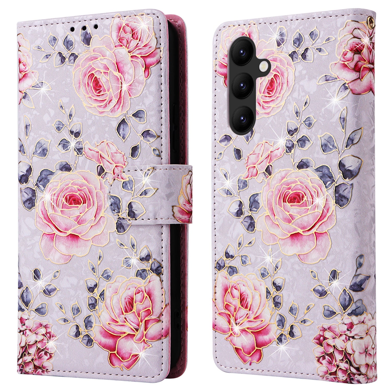 For Samsung Galaxy A34 5G Phone Case RFID Blocking Lacquered Design Flip Stand Cover