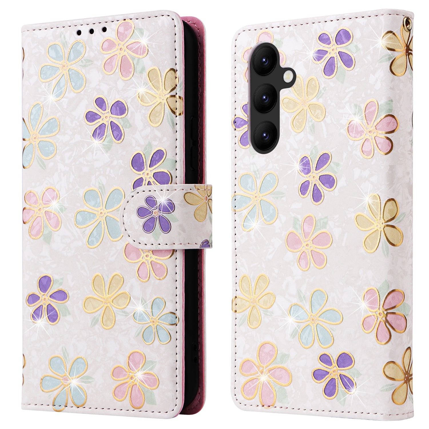 For Samsung Galaxy A34 5G Phone Case RFID Blocking Lacquered Design Flip Stand Cover