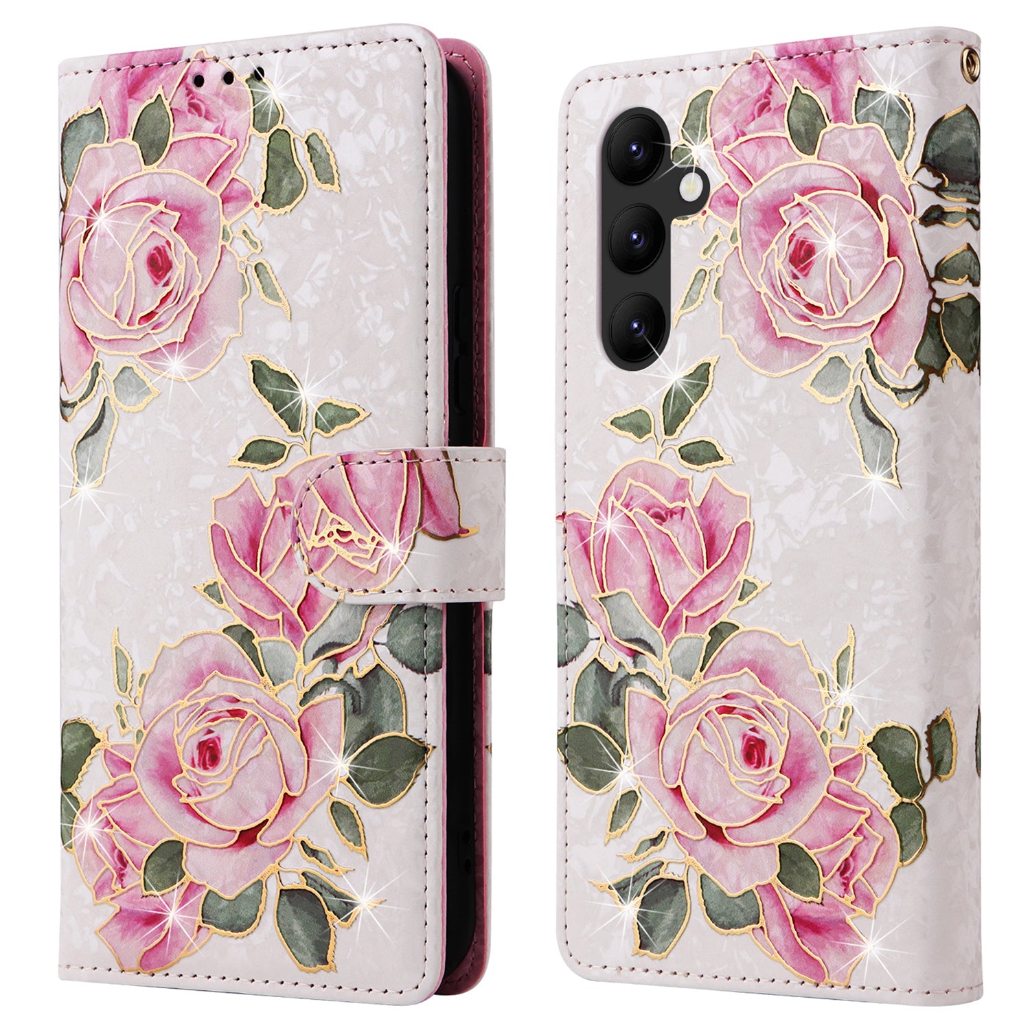 For Samsung Galaxy A34 5G Phone Case RFID Blocking Lacquered Design Flip Stand Cover
