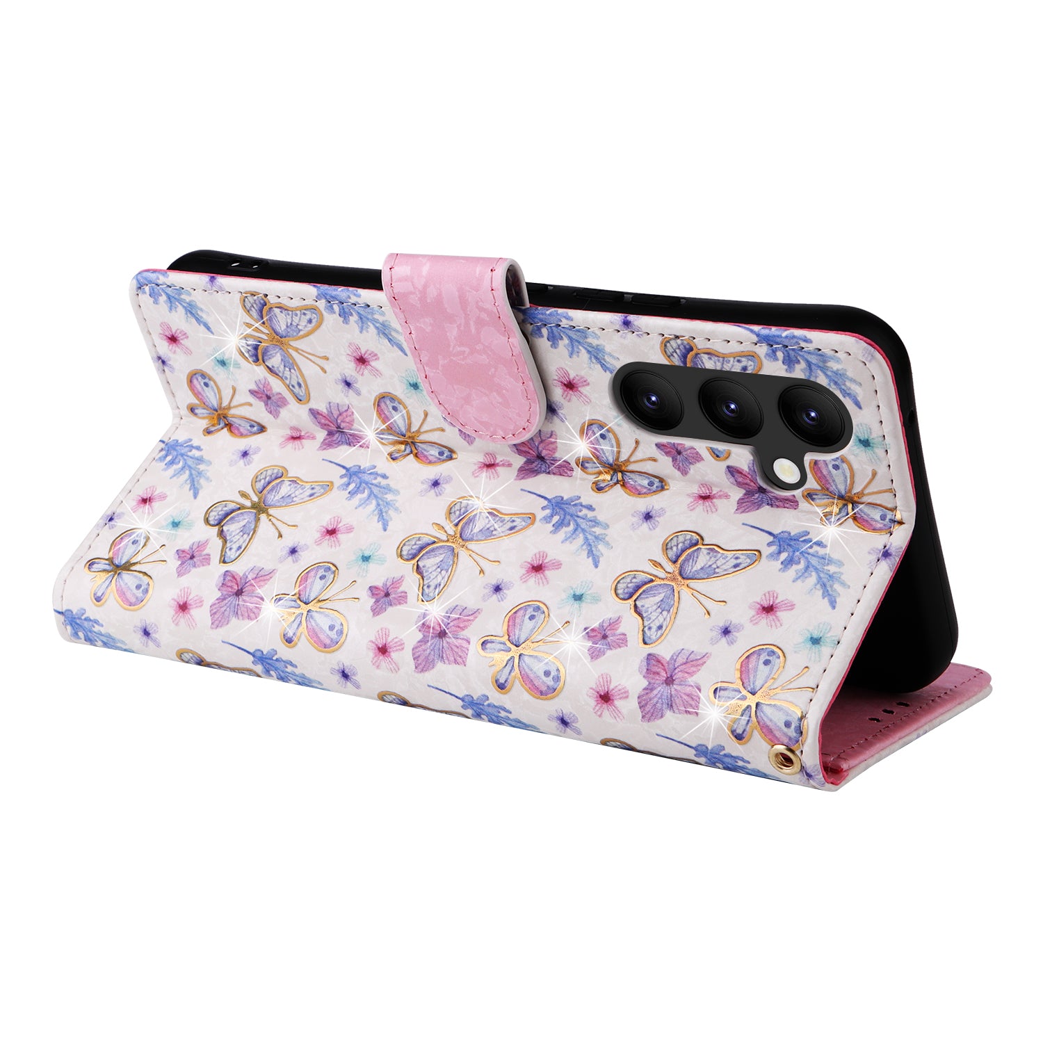 For Samsung Galaxy A24 4G (162.1 x 77.6 x 8.3mm) Case RFID Blocking Stand Phone Cover with Hand Strap