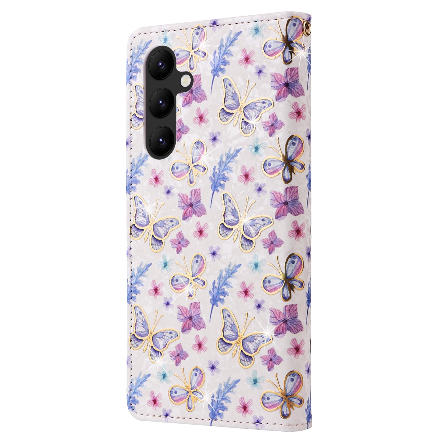 For Samsung Galaxy A24 4G (162.1 x 77.6 x 8.3mm) Case RFID Blocking Stand Phone Cover with Hand Strap