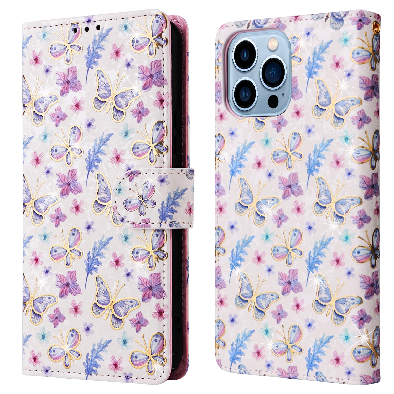 For iPhone 13 Pro Max 6.7 inch Case RFID Blocking Lacquered Design Mobile Phone Cover