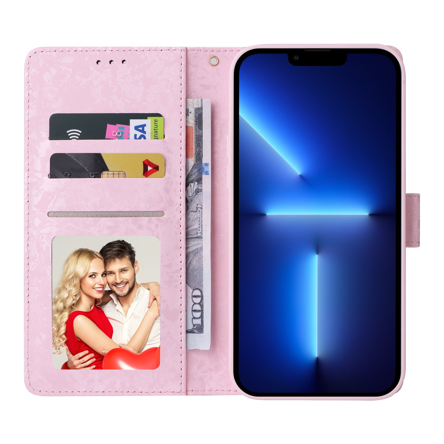 For iPhone 13 Pro Max 6.7 inch Case RFID Blocking Lacquered Design Mobile Phone Cover