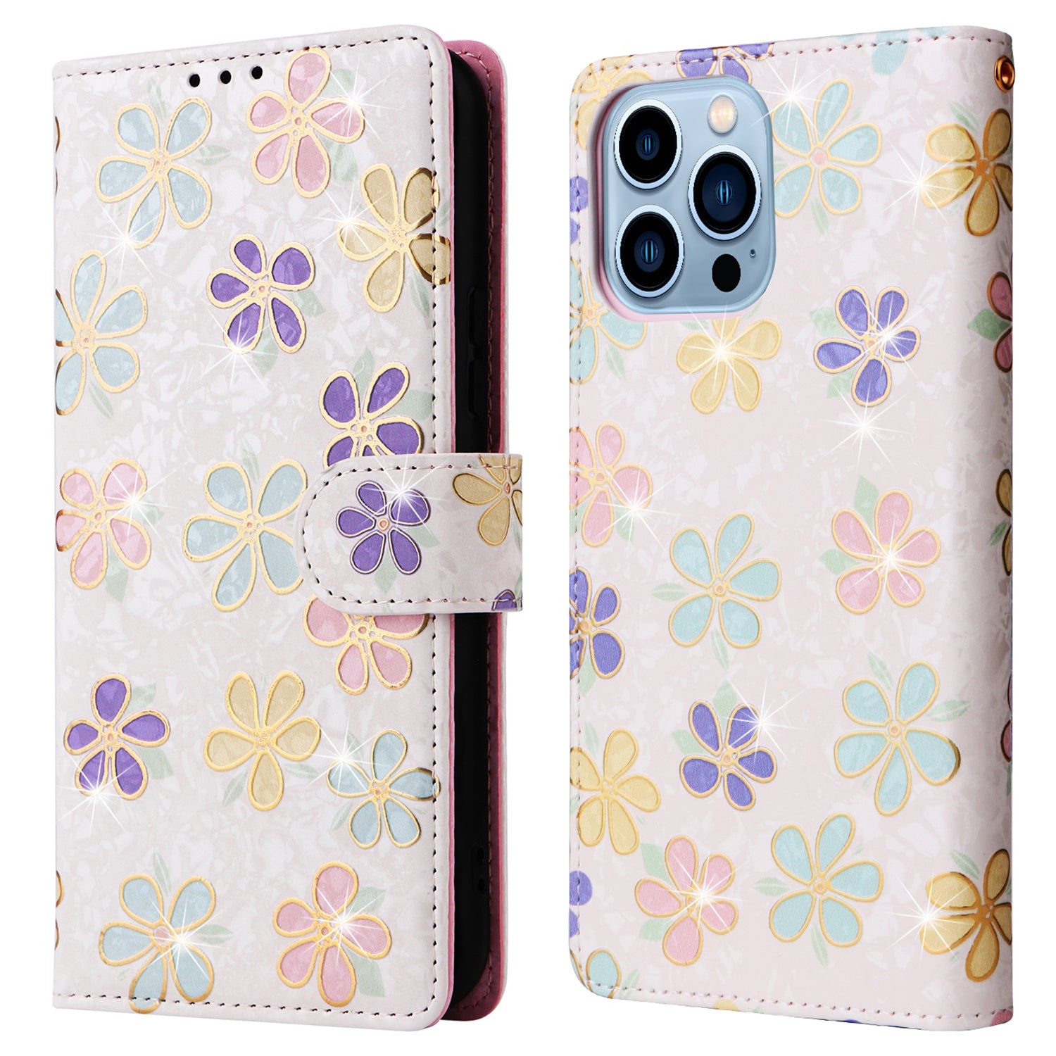 For iPhone 13 Pro Max 6.7 inch Case RFID Blocking Lacquered Design Mobile Phone Cover