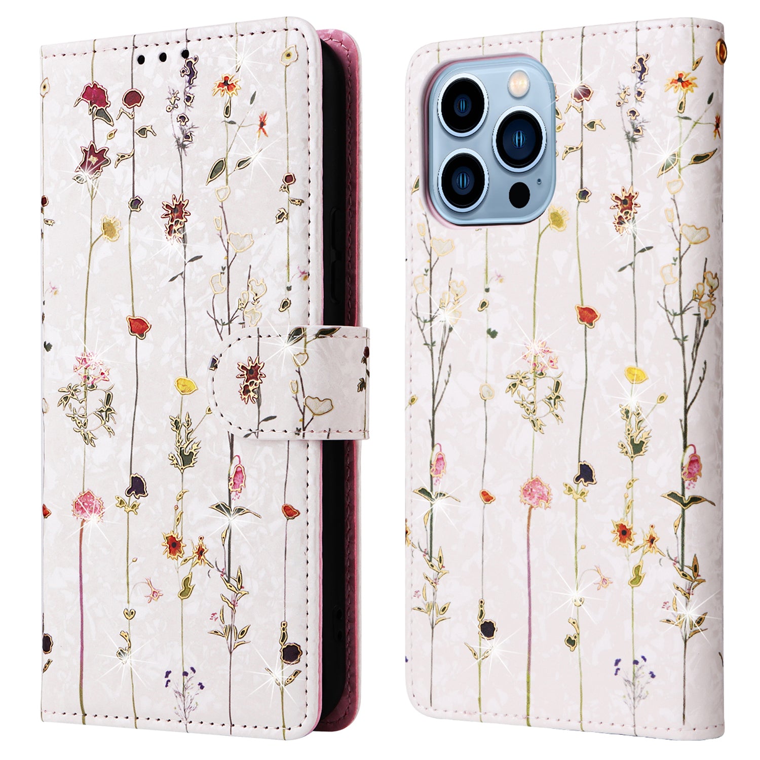 For iPhone 13 Pro Max 6.7 inch Case RFID Blocking Lacquered Design Mobile Phone Cover