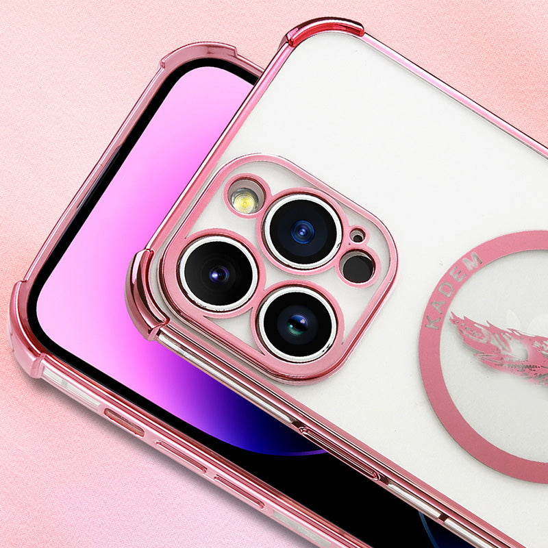 KADEM For iPhone 12 Pro 6.1 inch Clear Case TPU Four Corners Drop-resistant Electroplating Phone Cover