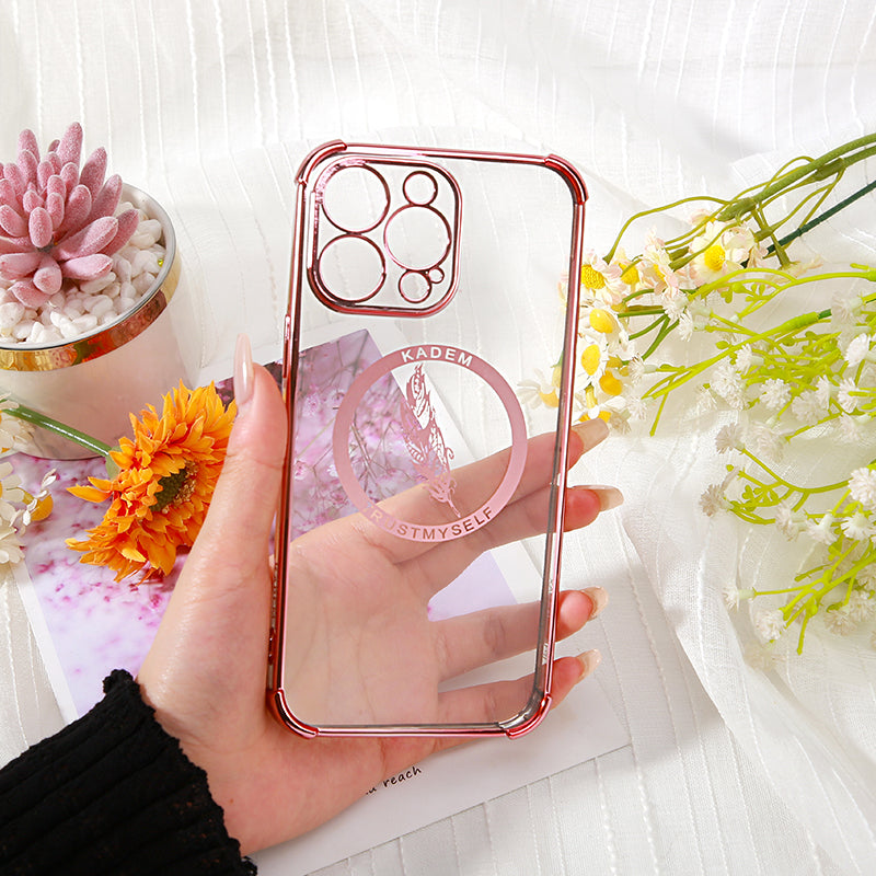 KADEM Electroplated Case for iPhone 15 Pro Max Shell TPU Reinforced Corners Phone Cover