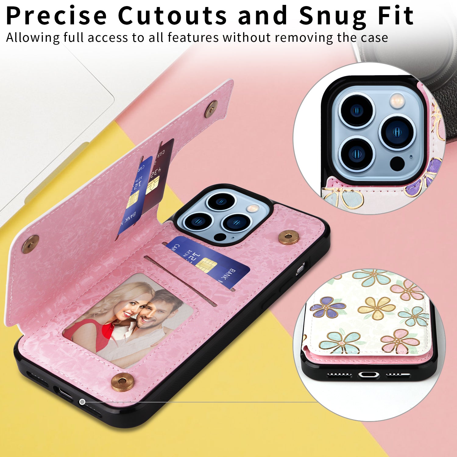 For iPhone 13 Pro Max Case Kickstand Card Slots Anti-Dorp Phone Shell
