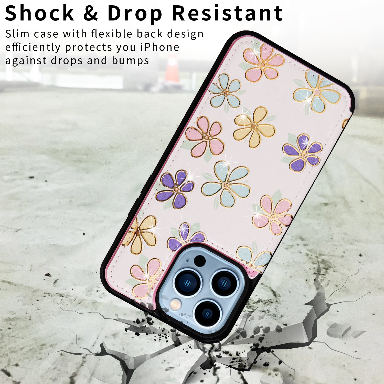 For iPhone 13 Pro Max Case Kickstand Card Slots Anti-Dorp Phone Shell