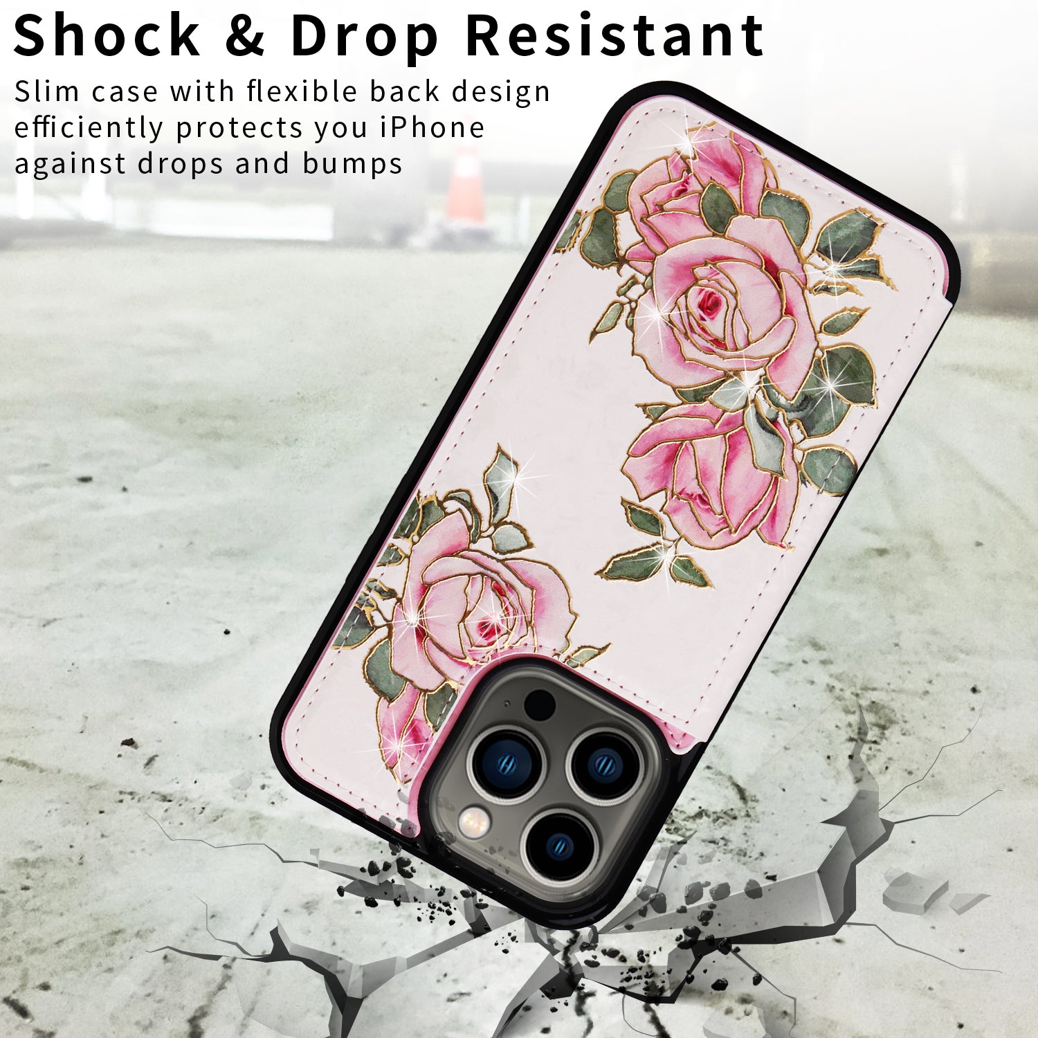 For iPhone 13 Pro Kickstand Case Card Slots Anti-Scratch Phone Shell