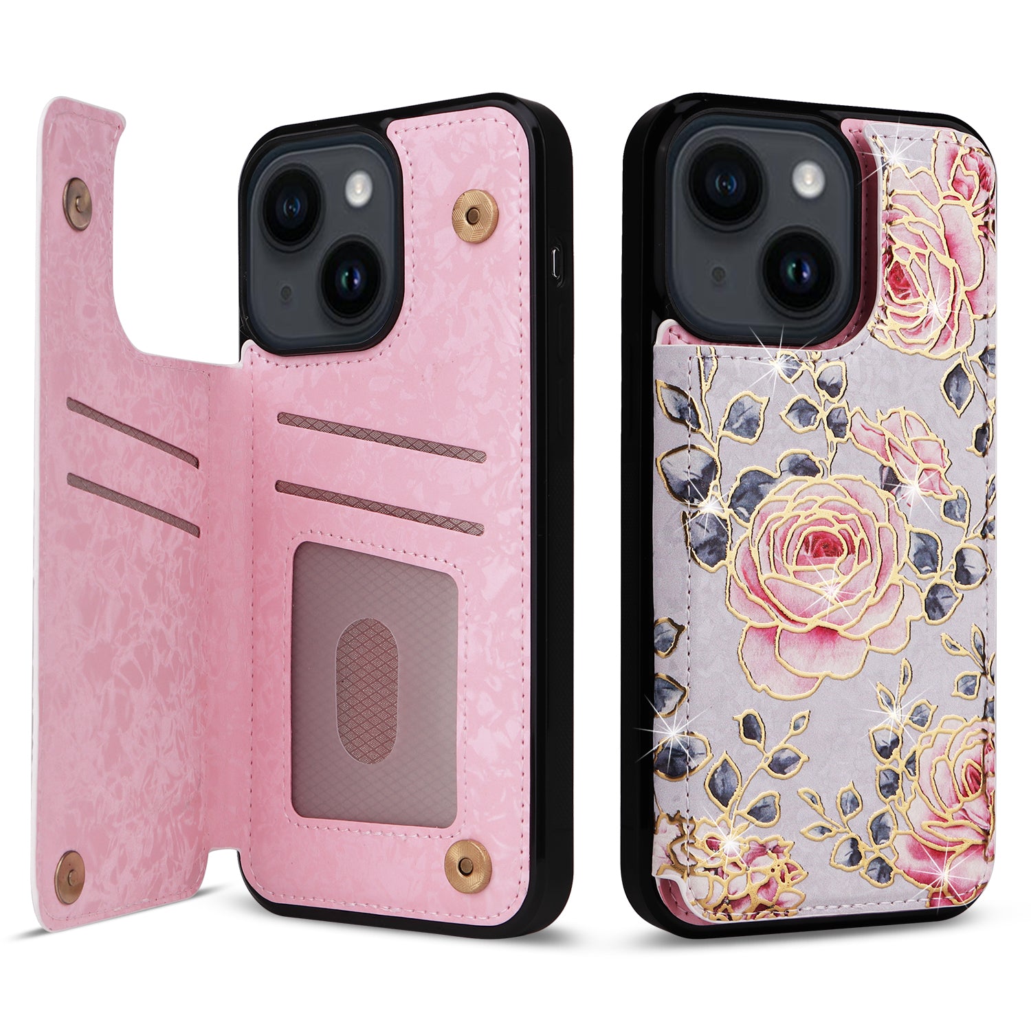 For iPhone 14 Case Pattern Printing Card Slots Phone Shell with Kickstand
