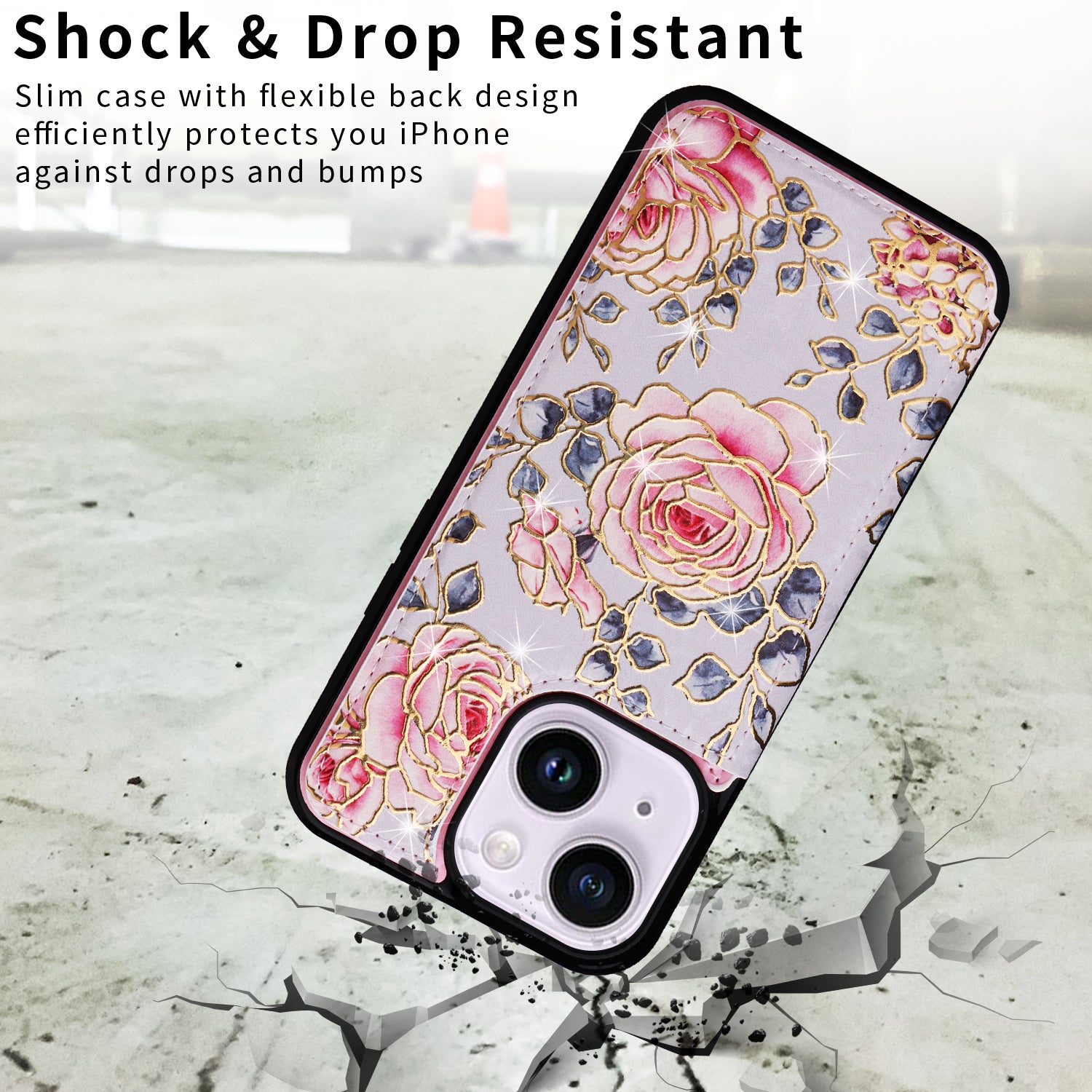 For iPhone 14 Plus Kickstand Case Protective Card Slots Phone Shell