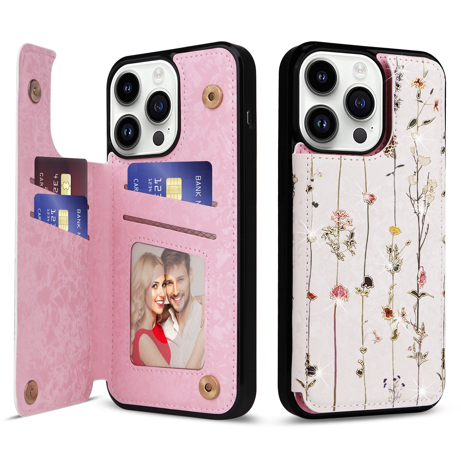 For iPhone 14 Pro Case Card Slots kickstand Bump Proof Smart Phone Shell