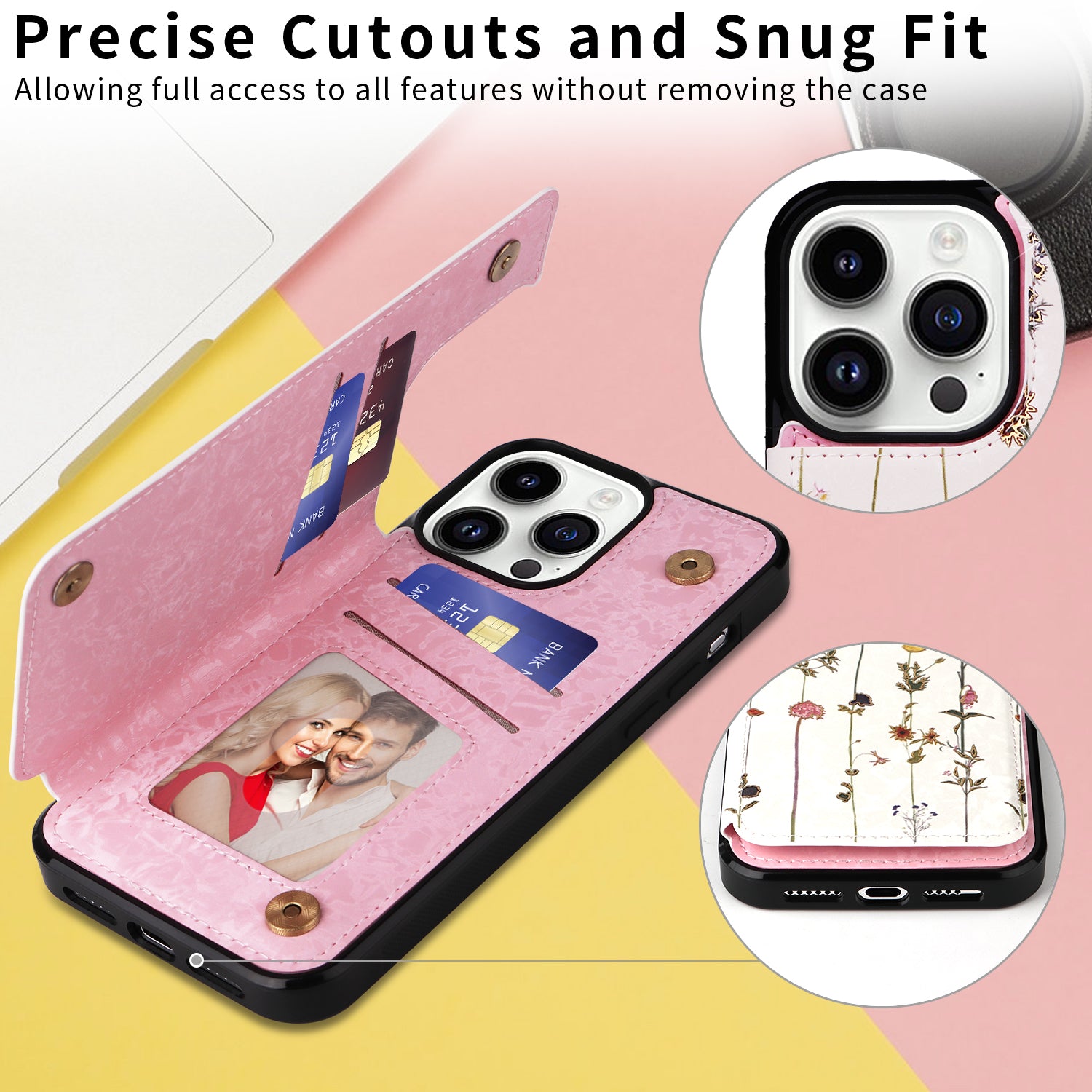 For iPhone 14 Pro Case Card Slots kickstand Bump Proof Smart Phone Shell