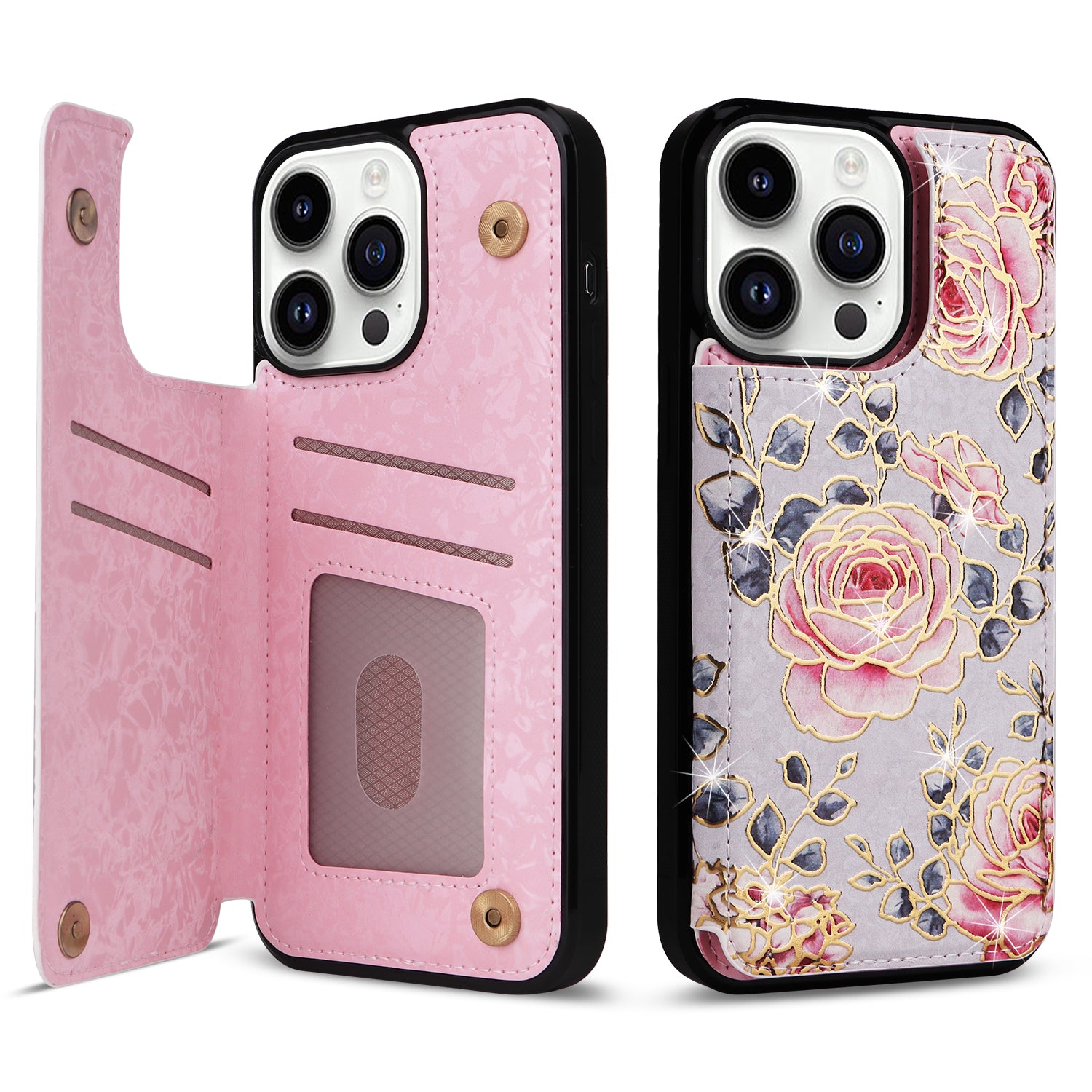 For iPhone 14 Pro Case Card Slots kickstand Bump Proof Smart Phone Shell