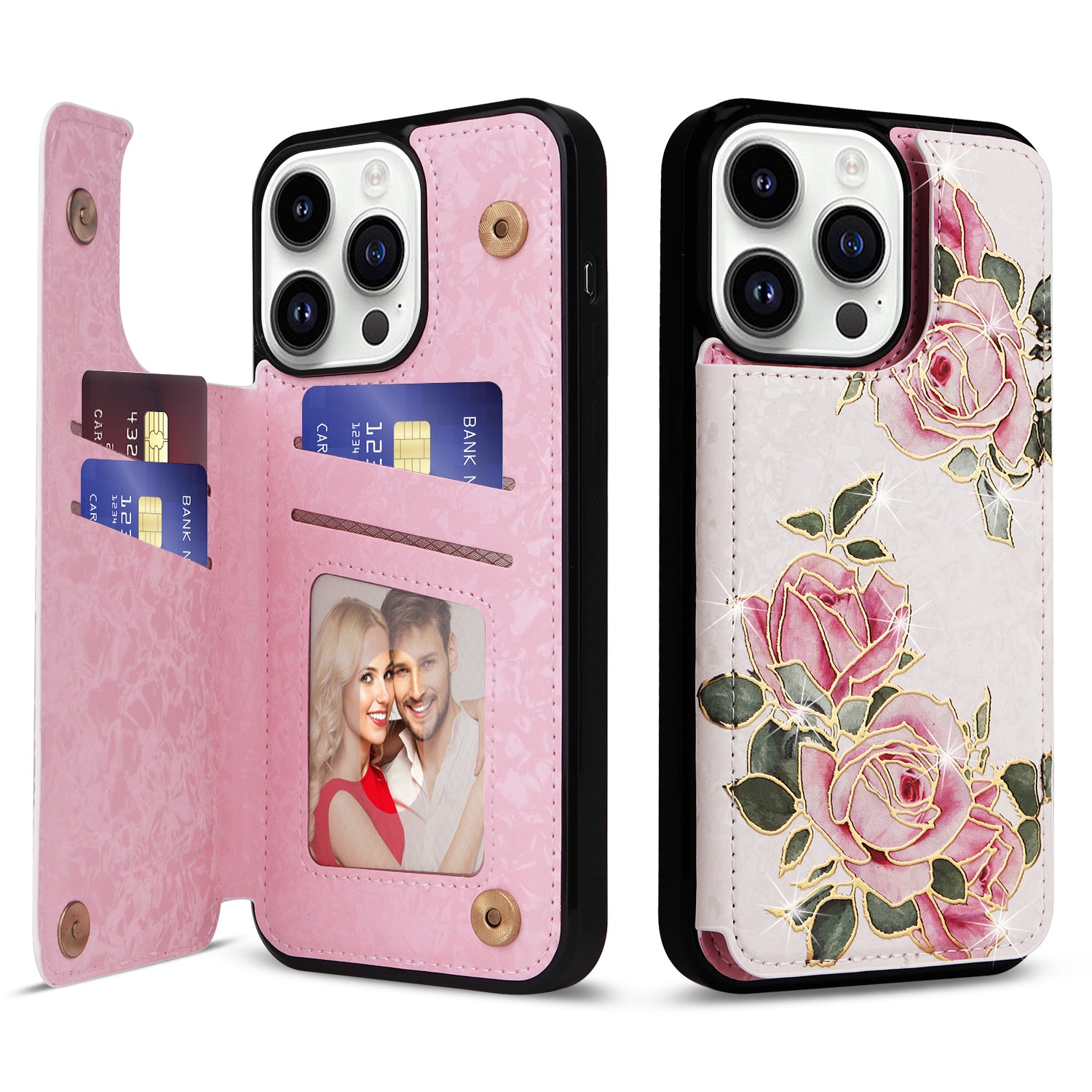 For iPhone 14 Pro Case Card Slots kickstand Bump Proof Smart Phone Shell