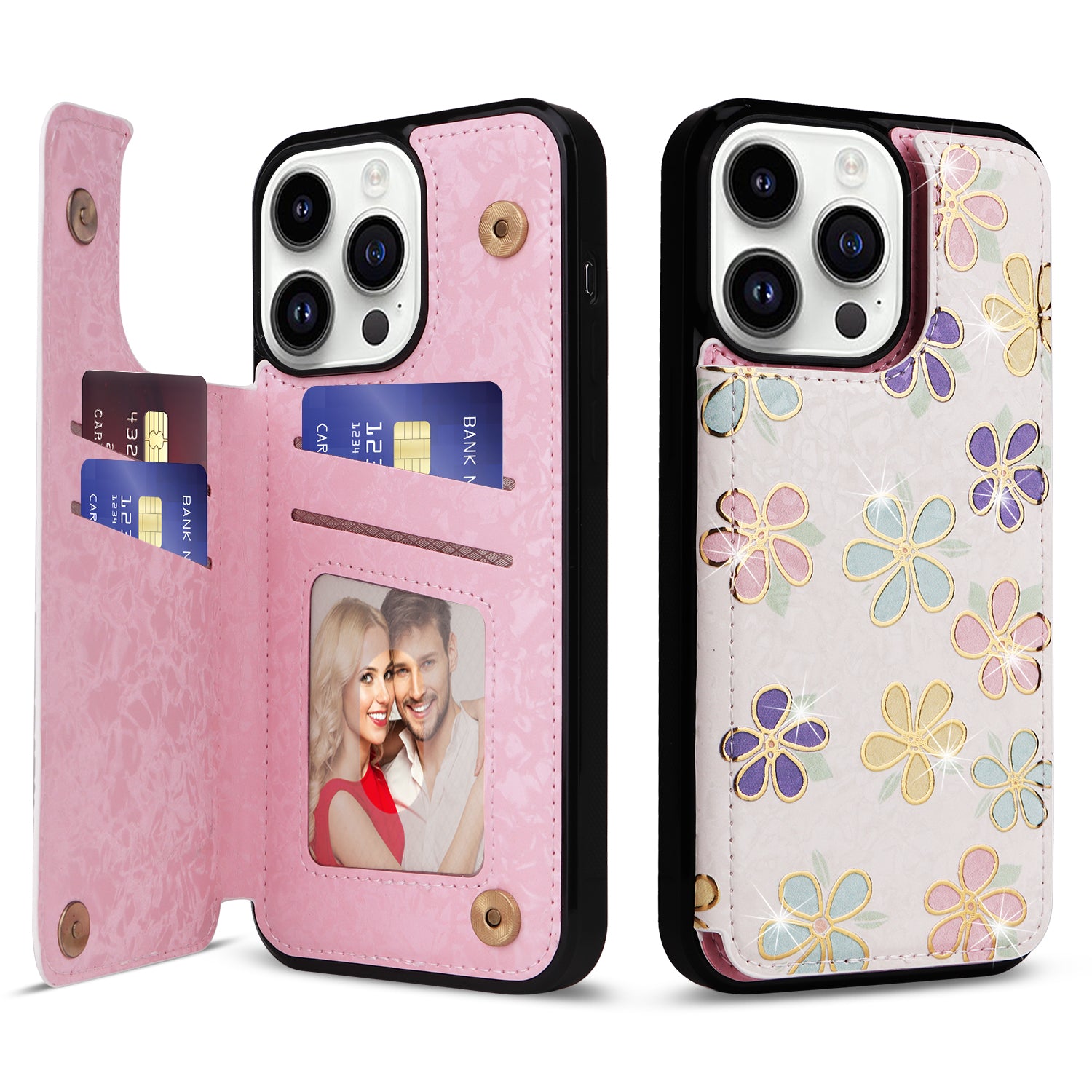 For iPhone 14 Pro Case Card Slots kickstand Bump Proof Smart Phone Shell