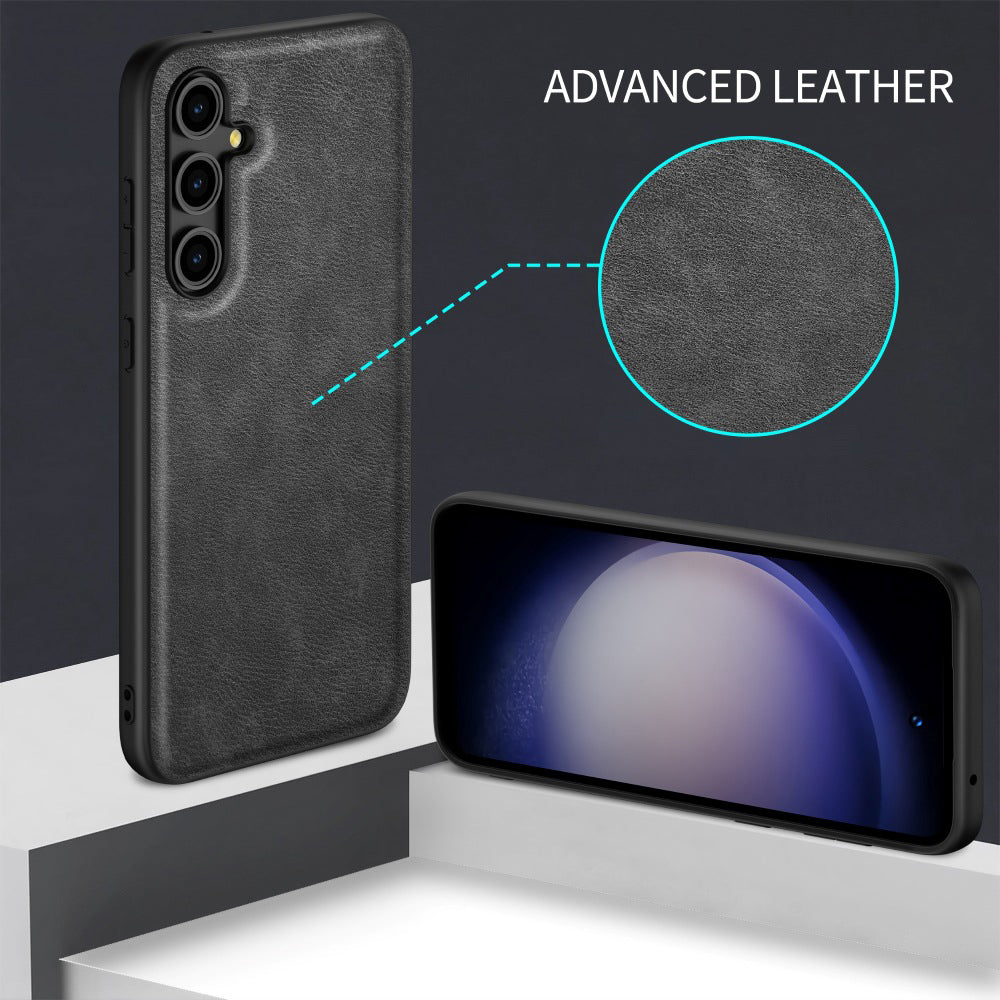 For Samsung Galaxy M15 5G / F15 5G Case Retro Leather Coated PC+TPU Hybrid Phone Cover