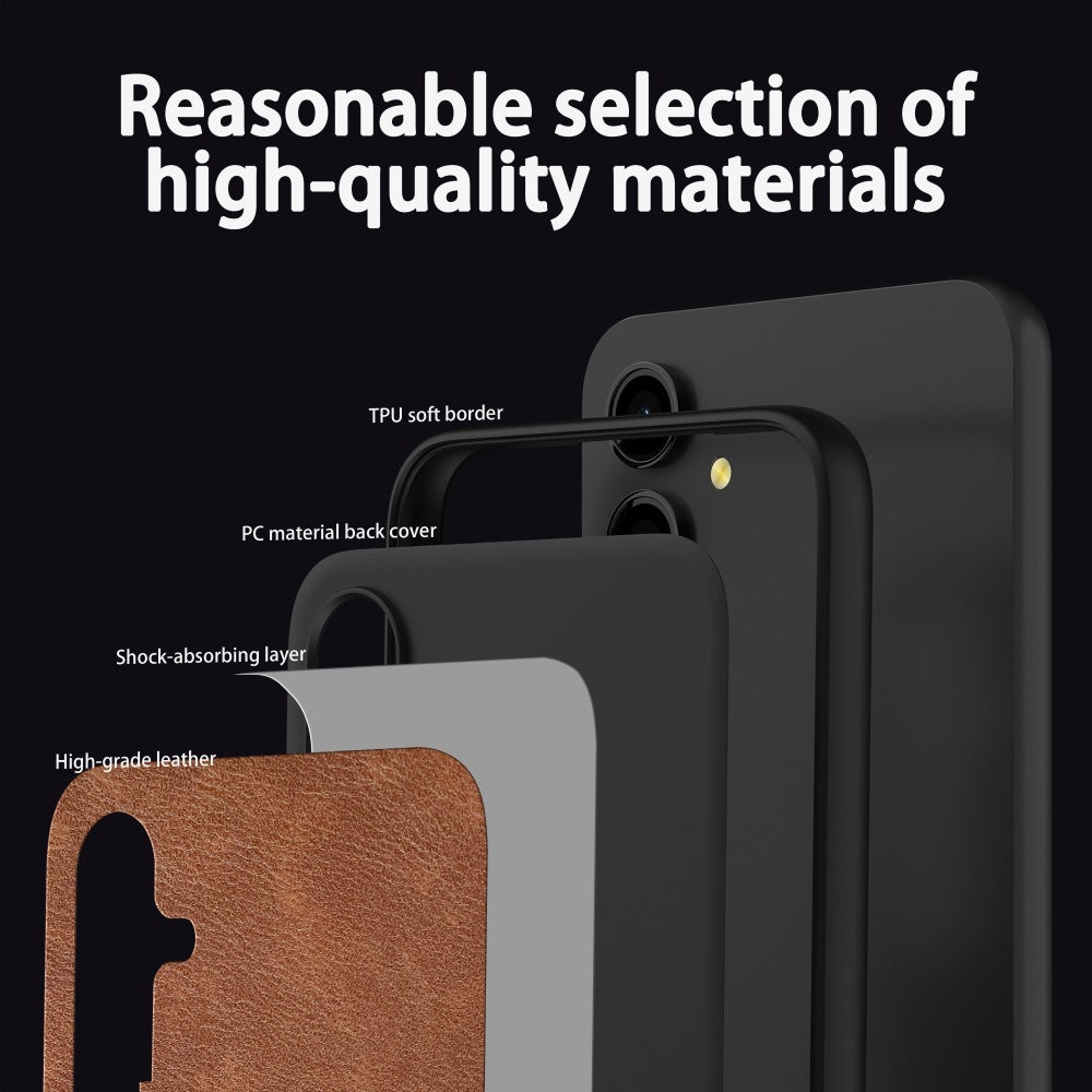For Samsung Galaxy M15 5G / F15 5G Case Retro Leather Coated PC+TPU Hybrid Phone Cover