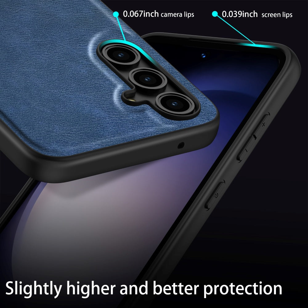 For Samsung Galaxy M15 5G / F15 5G Case Retro Leather Coated PC+TPU Hybrid Phone Cover